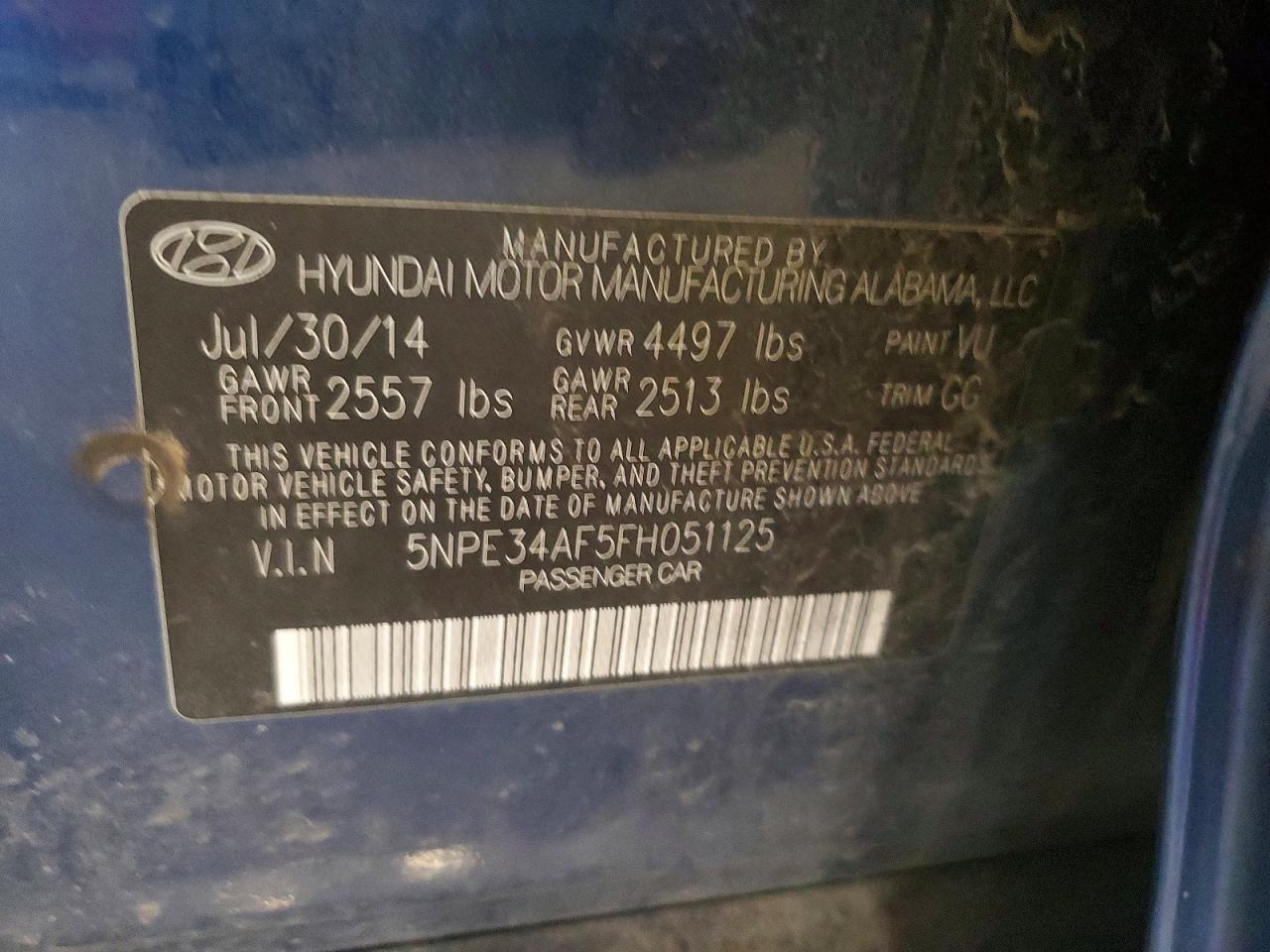 2015 Hyundai Sonata Sport Blue vin: 5NPE34AF5FH051125