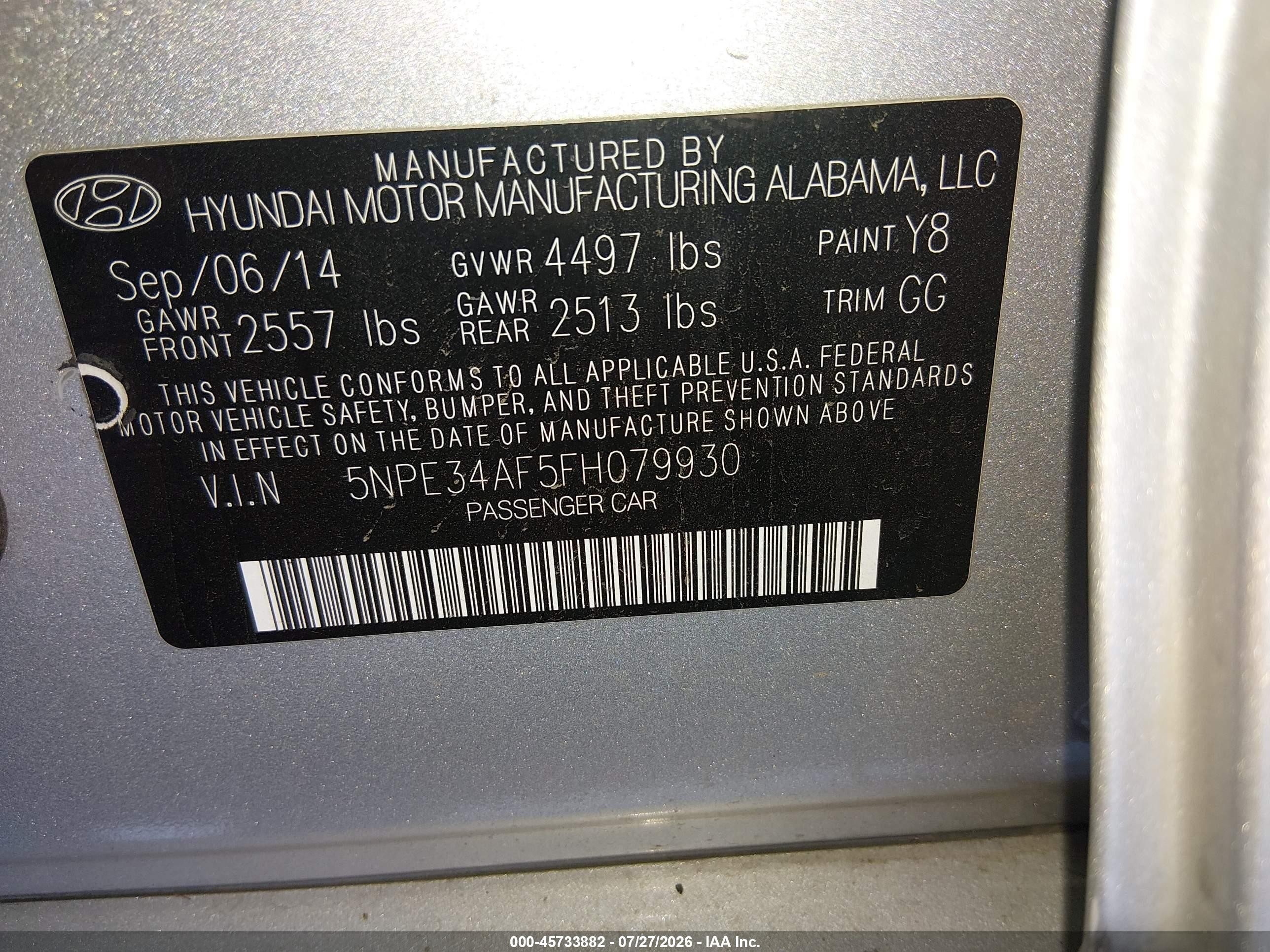 2015 Hyundai Sonata Sport Silver vin: 5NPE34AF5FH079930