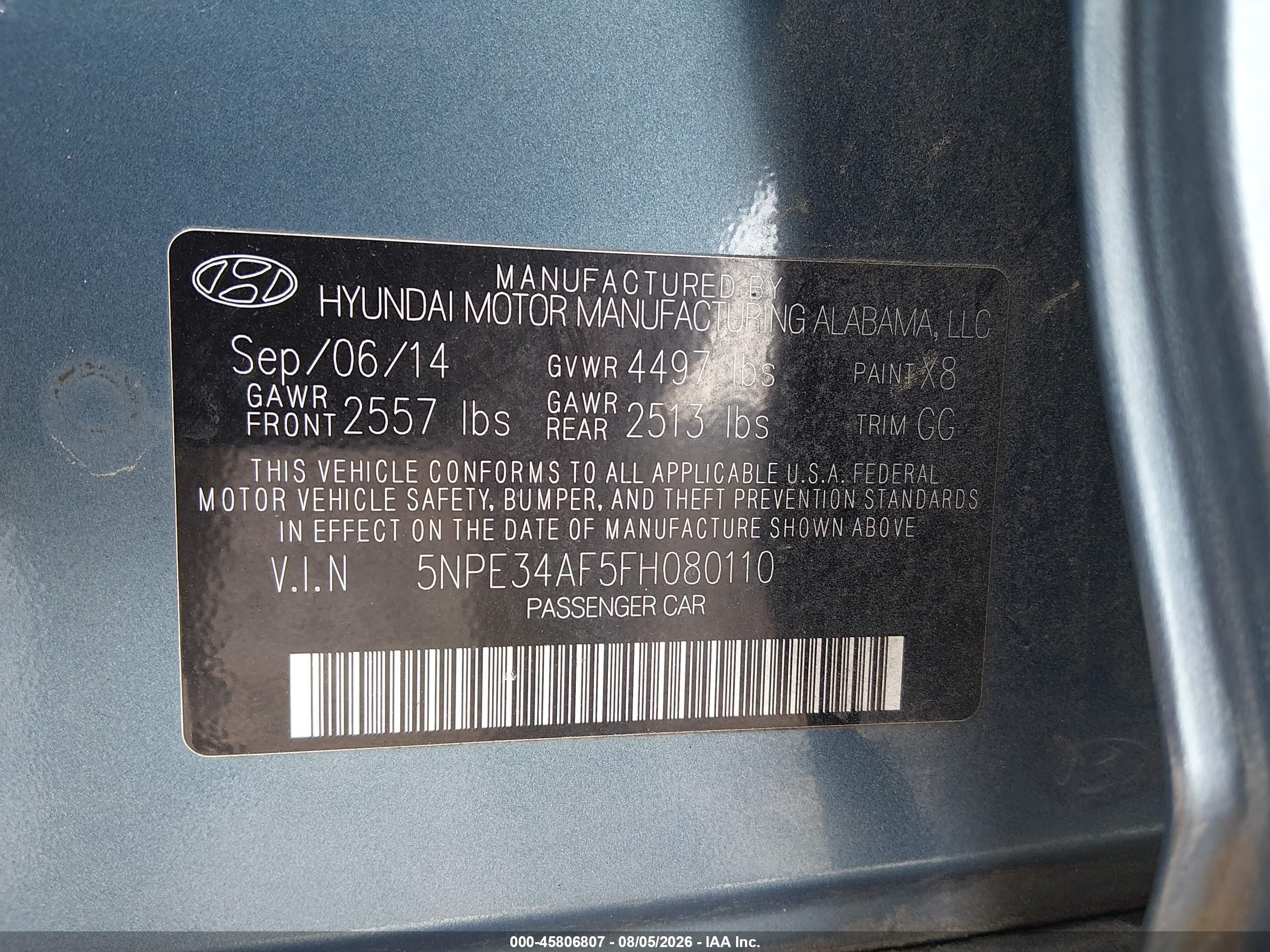 2015 Hyundai Sonata Sport Blue vin: 5NPE34AF5FH080110