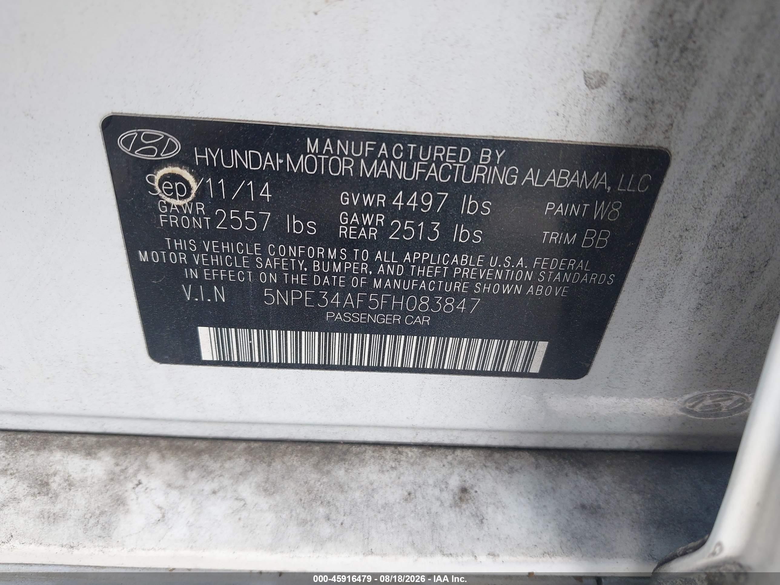 2015 Hyundai Sonata Sport White vin: 5NPE34AF5FH083847