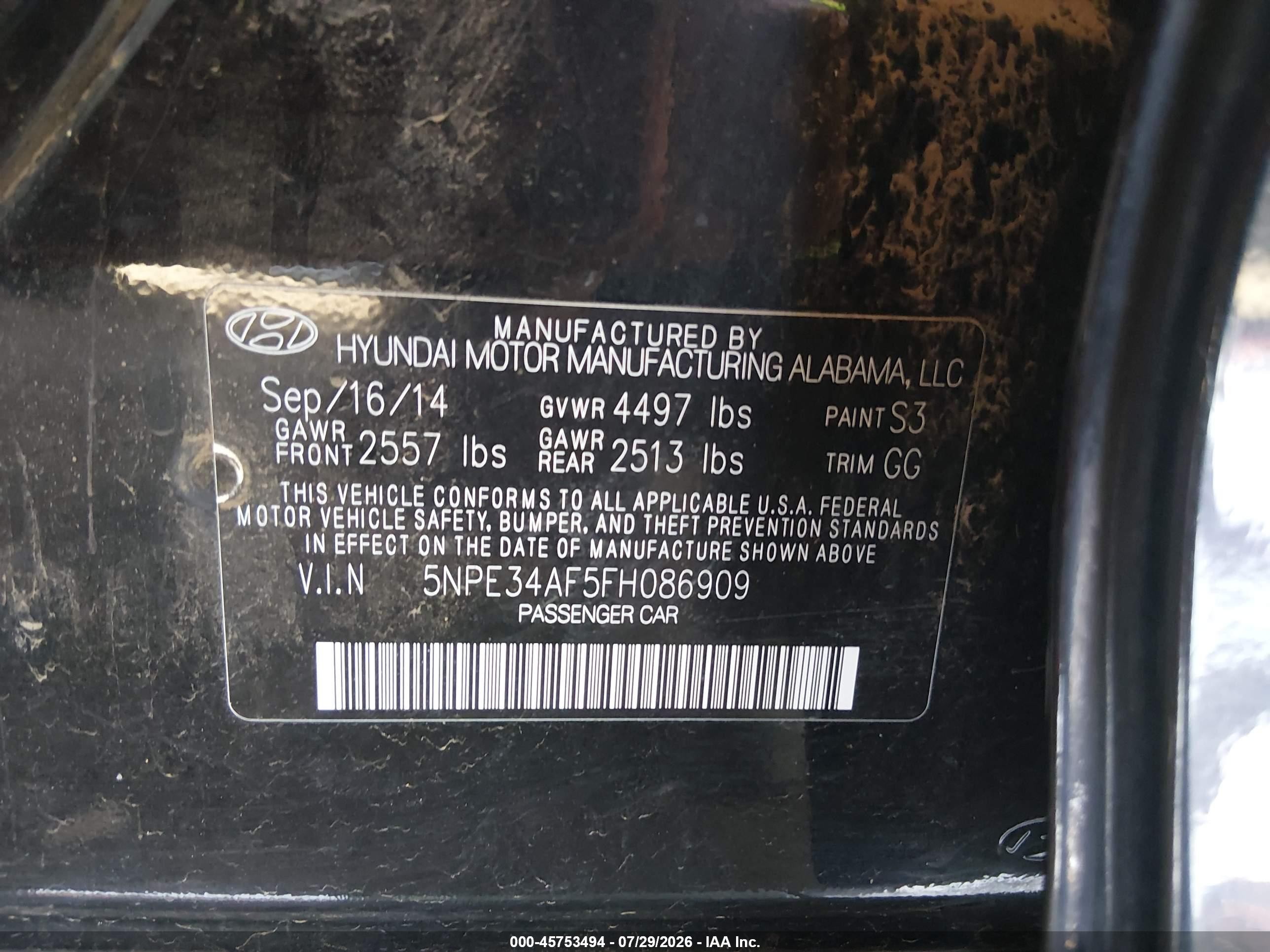 2015 Hyundai Sonata Limited Черный vin: 5NPE34AF5FH086909