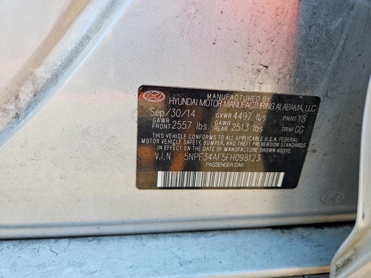 2015 Hyundai Sonata Sport Silver vin: 5NPE34AF5FH098123