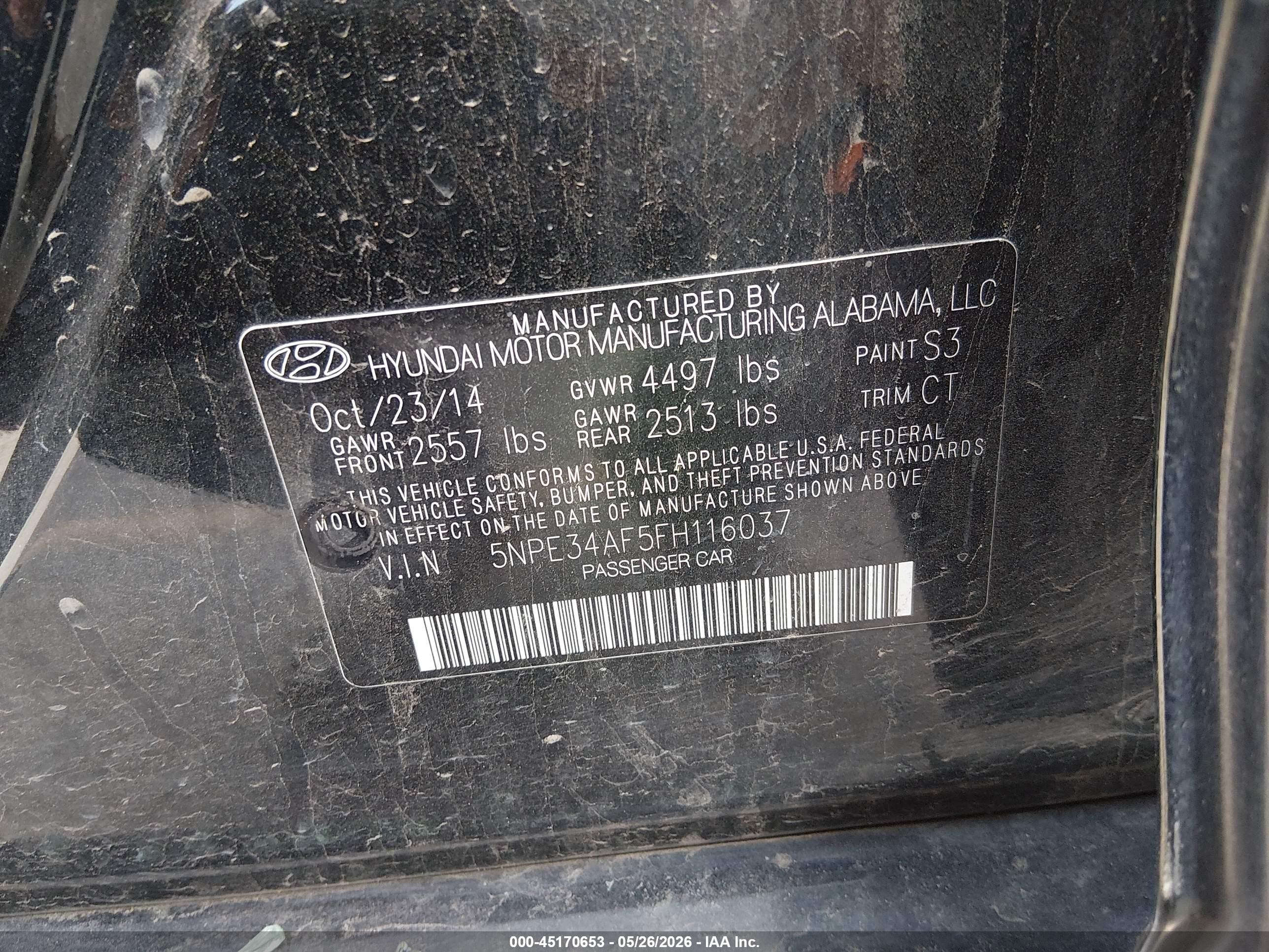 2015 Hyundai Sonata Limited Черный vin: 5NPE34AF5FH116037