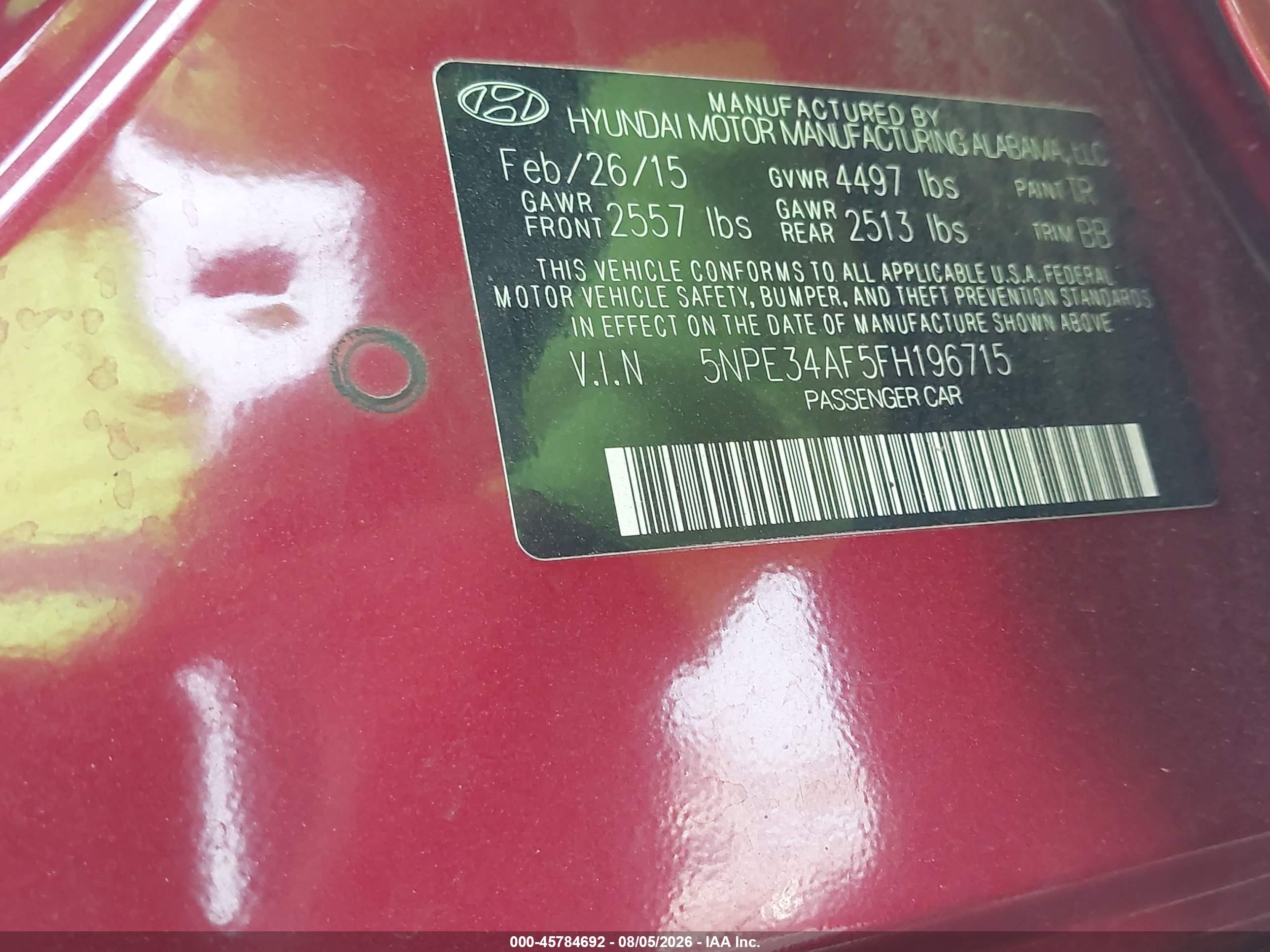 2015 Hyundai Sonata Sport Красный vin: 5NPE34AF5FH196715