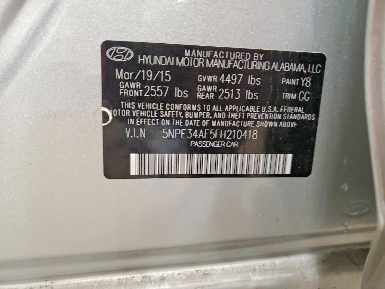 2015 Hyundai Sonata Sport Silver vin: 5NPE34AF5FH210418