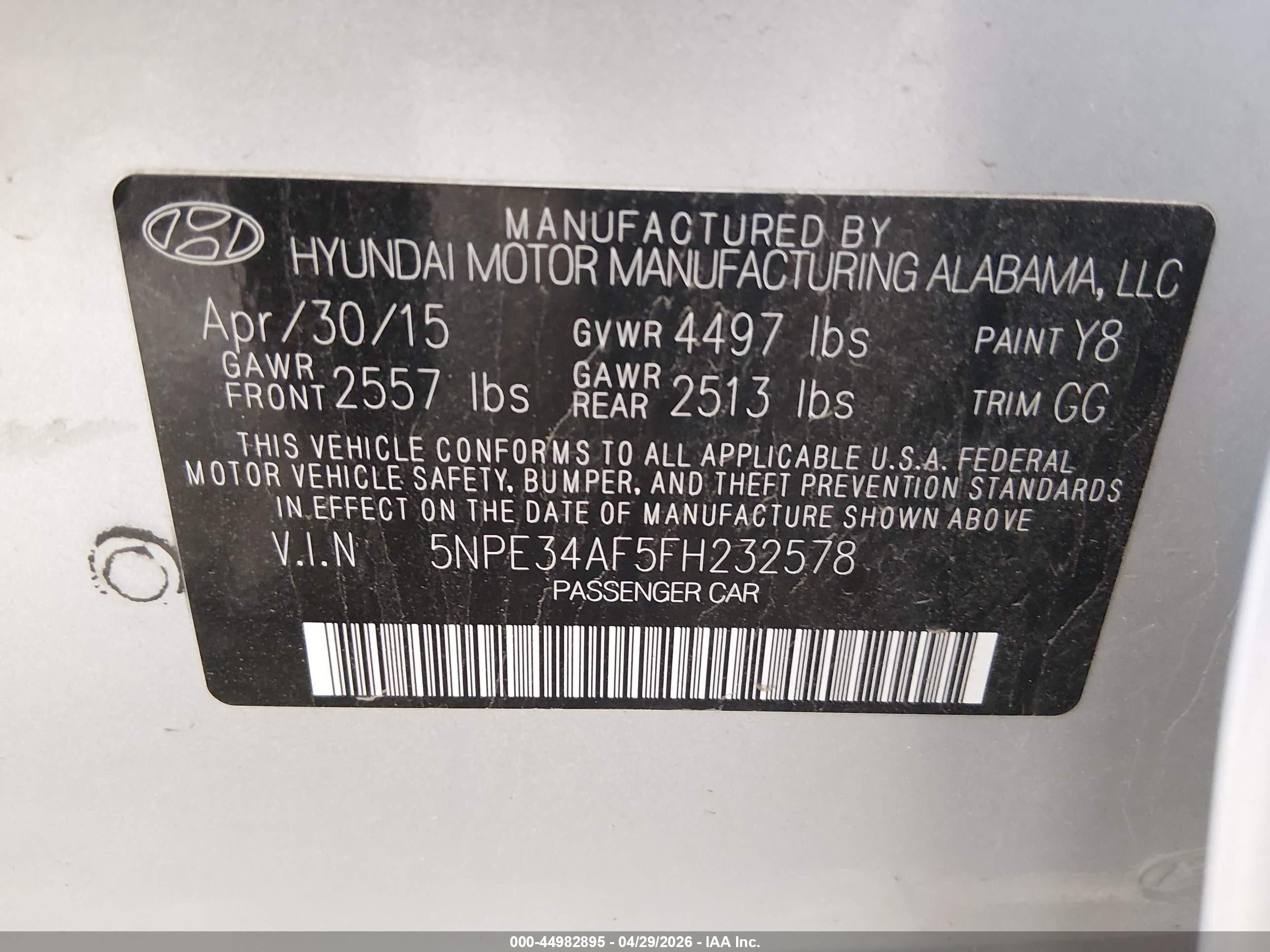 2015 Hyundai Sonata Sport Silver vin: 5NPE34AF5FH232578