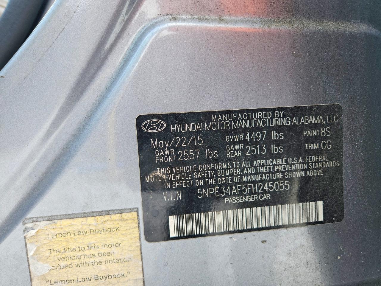 2015 Hyundai Sonata Limited Charcoal vin: 5NPE34AF5FH245055