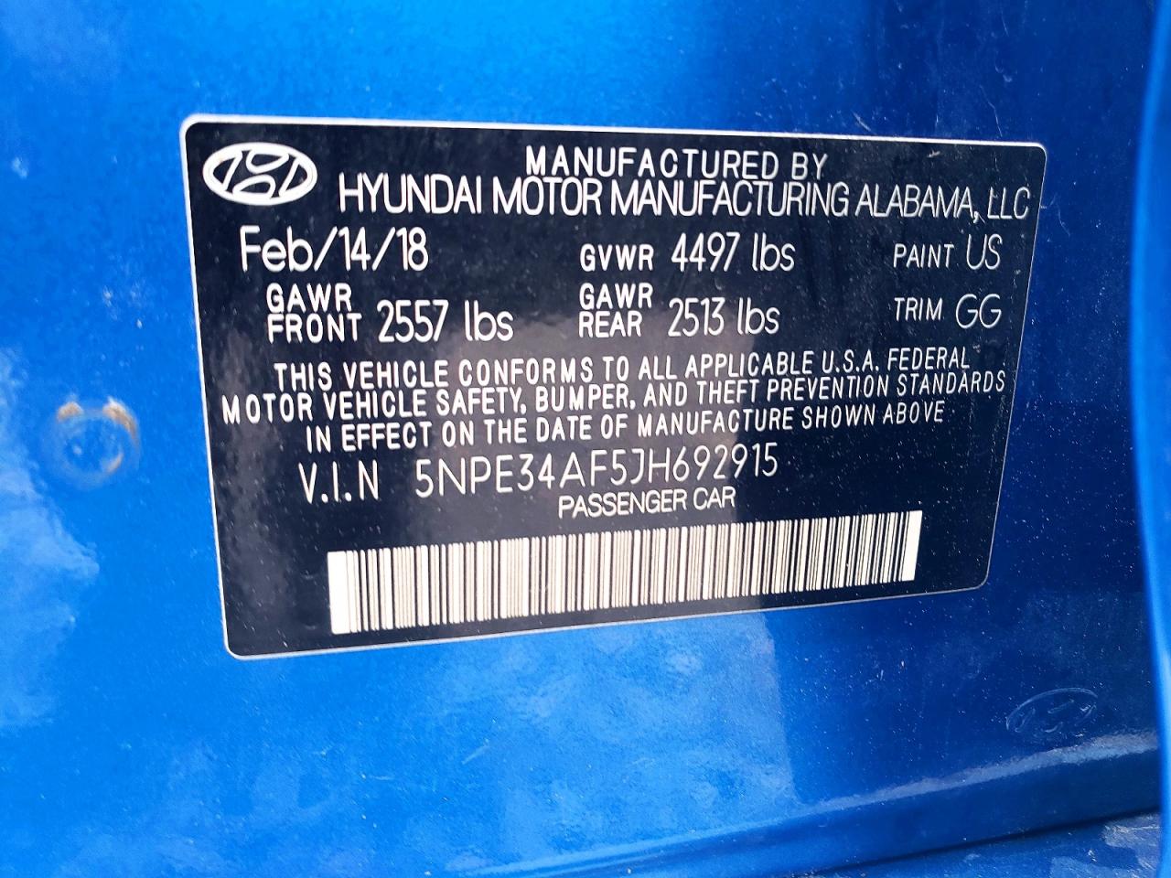 2018 Hyundai Sonata Limited Blue vin: 5NPE34AF5JH692915