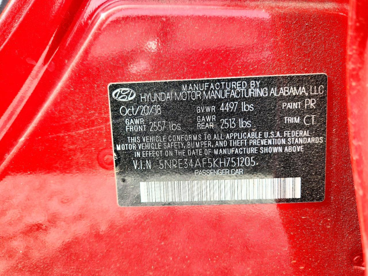 2019 Hyundai Sonata Sport Red vin: 5NPE34AF5KH751205