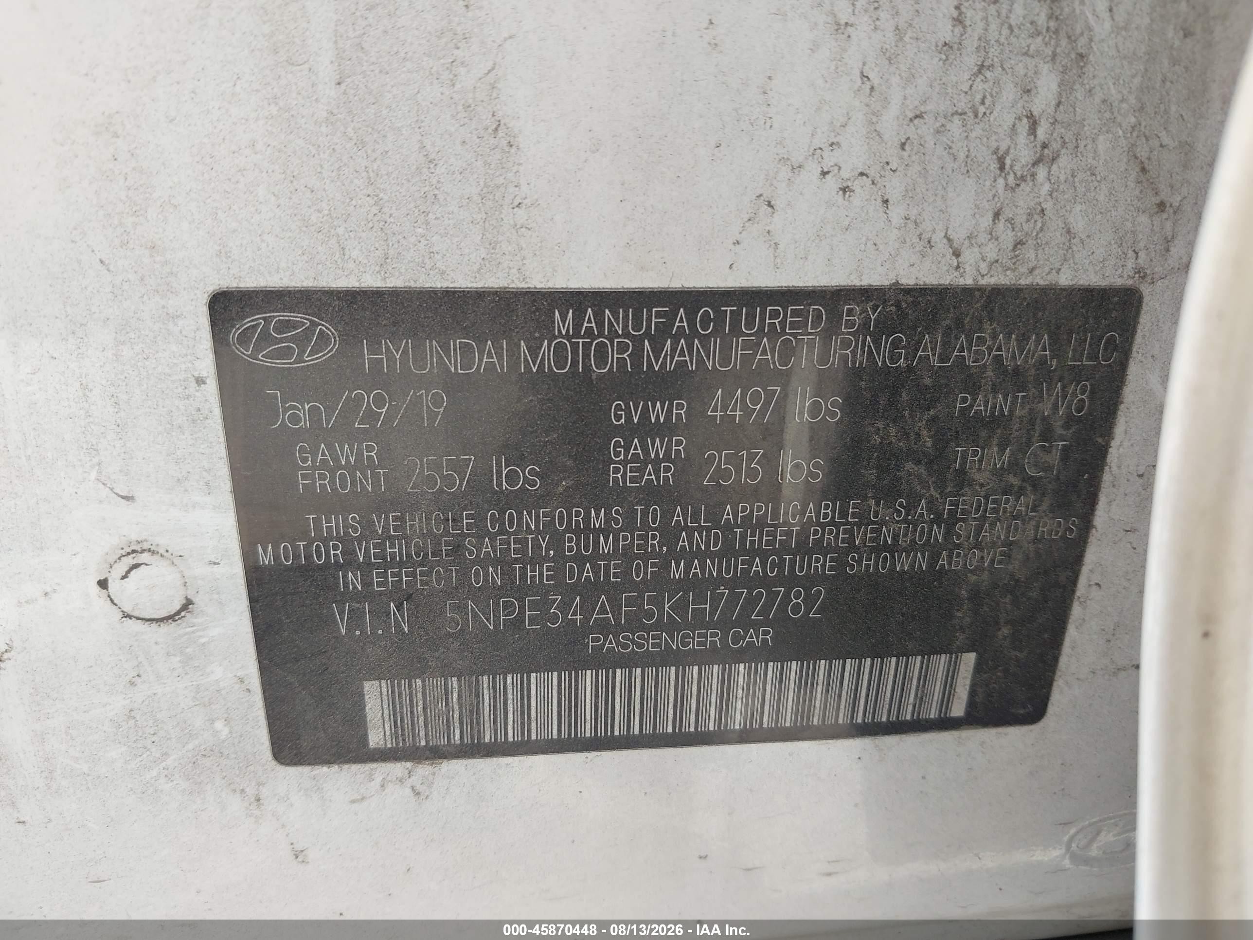 2019 Hyundai Sonata Sport White vin: 5NPE34AF5KH772782