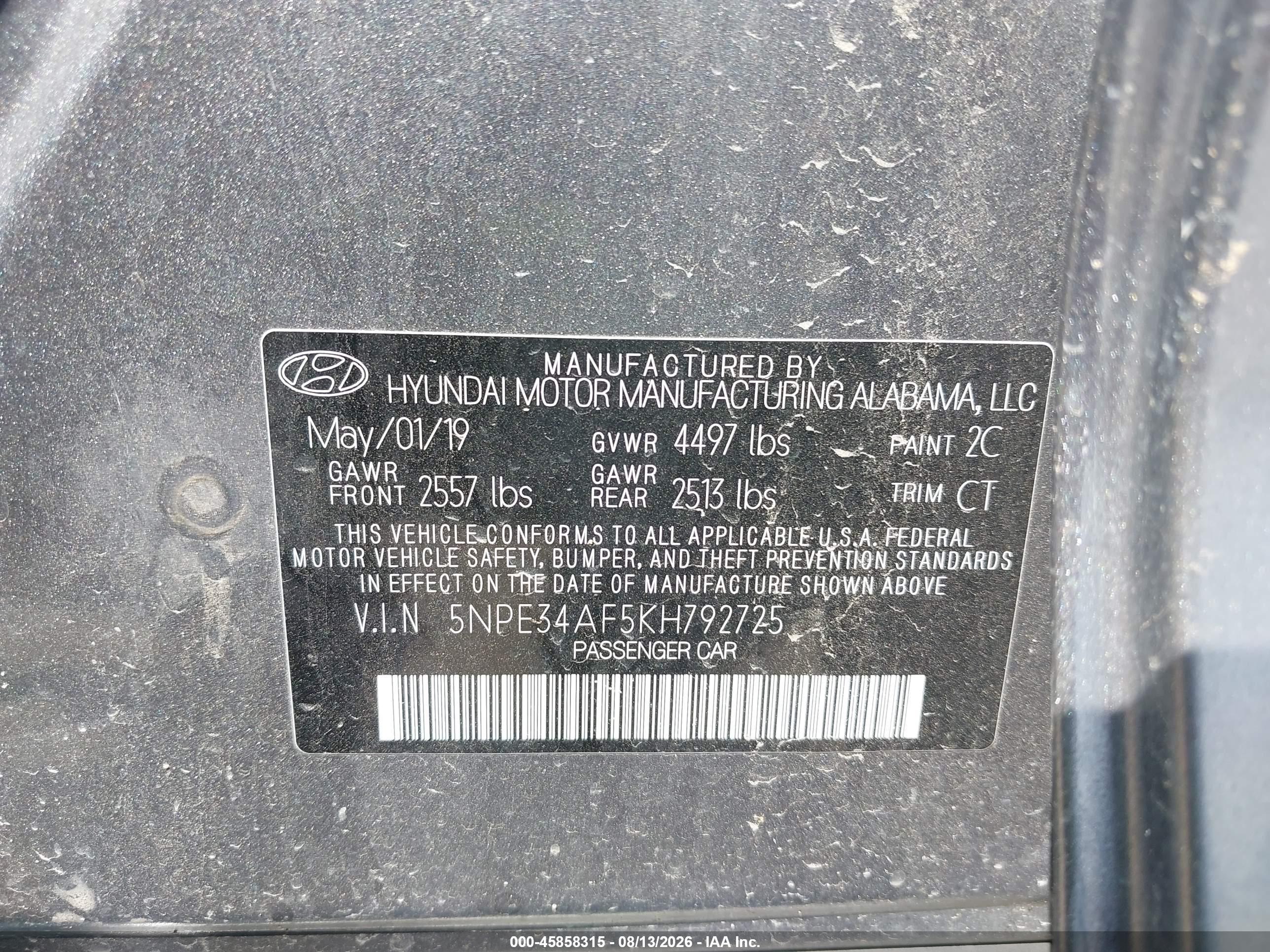 2019 Hyundai Sonata Sel Blue vin: 5NPE34AF5KH792725