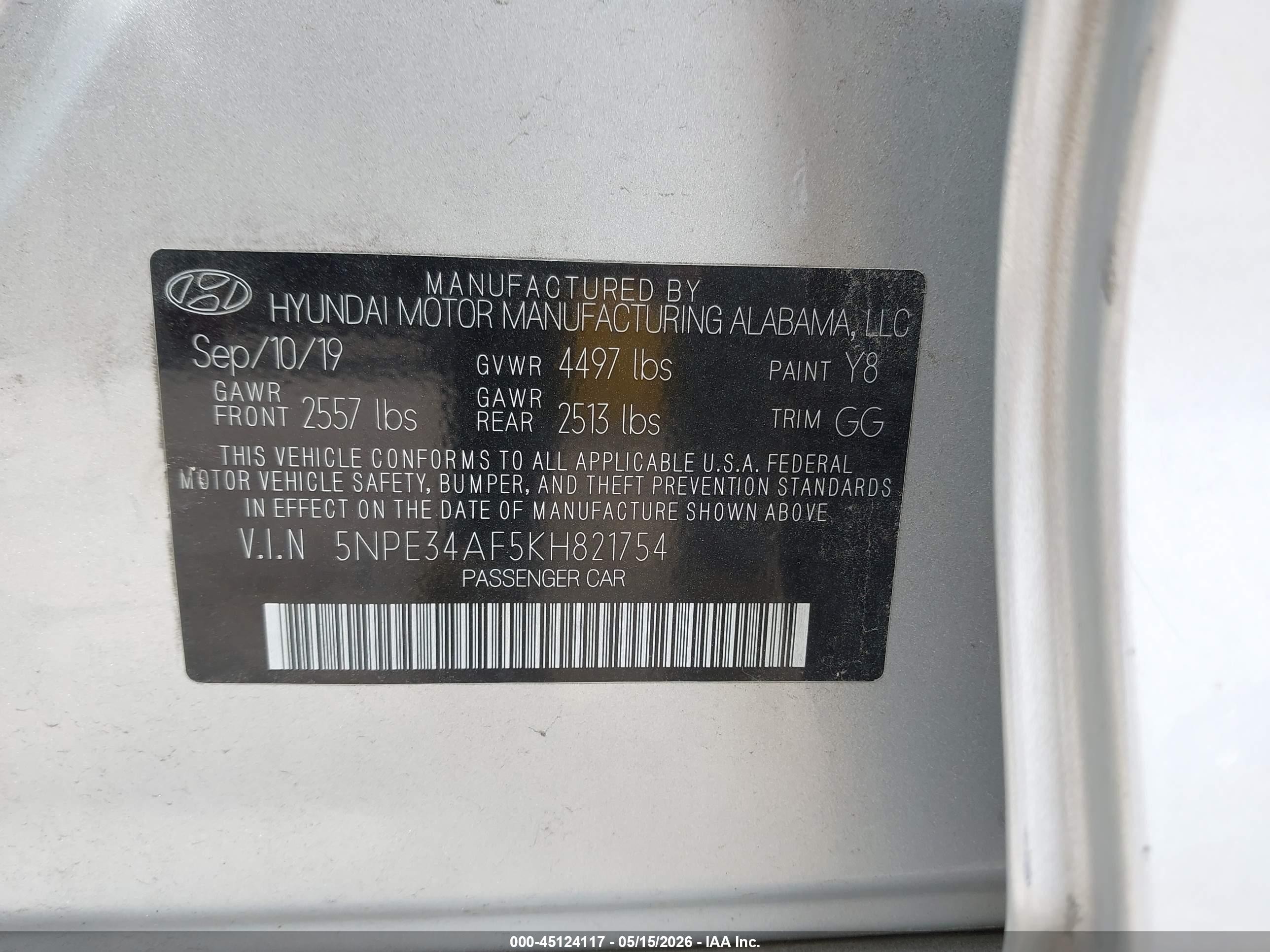 2019 Hyundai Sonata Sel Серебряный vin: 5NPE34AF5KH821754