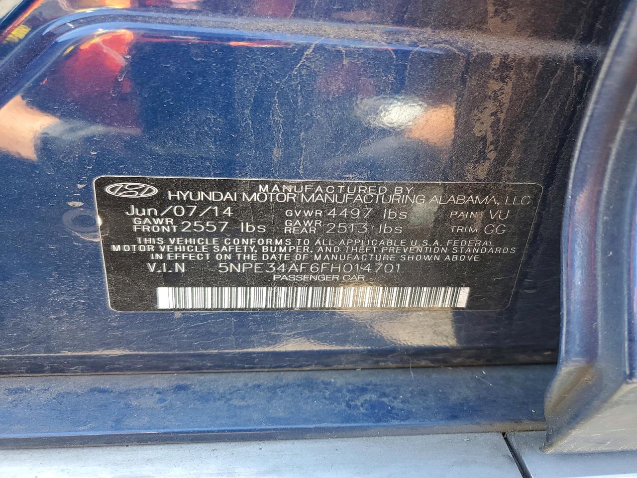 2015 Hyundai Sonata Limited Blue vin: 5NPE34AF6FH014701