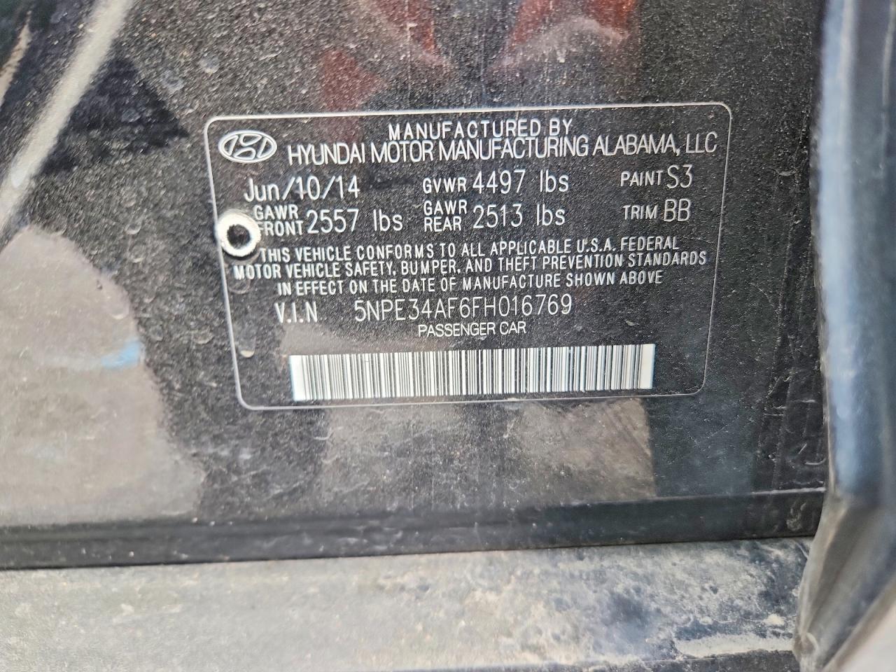 2015 Hyundai Sonata Limited Black vin: 5NPE34AF6FH016769