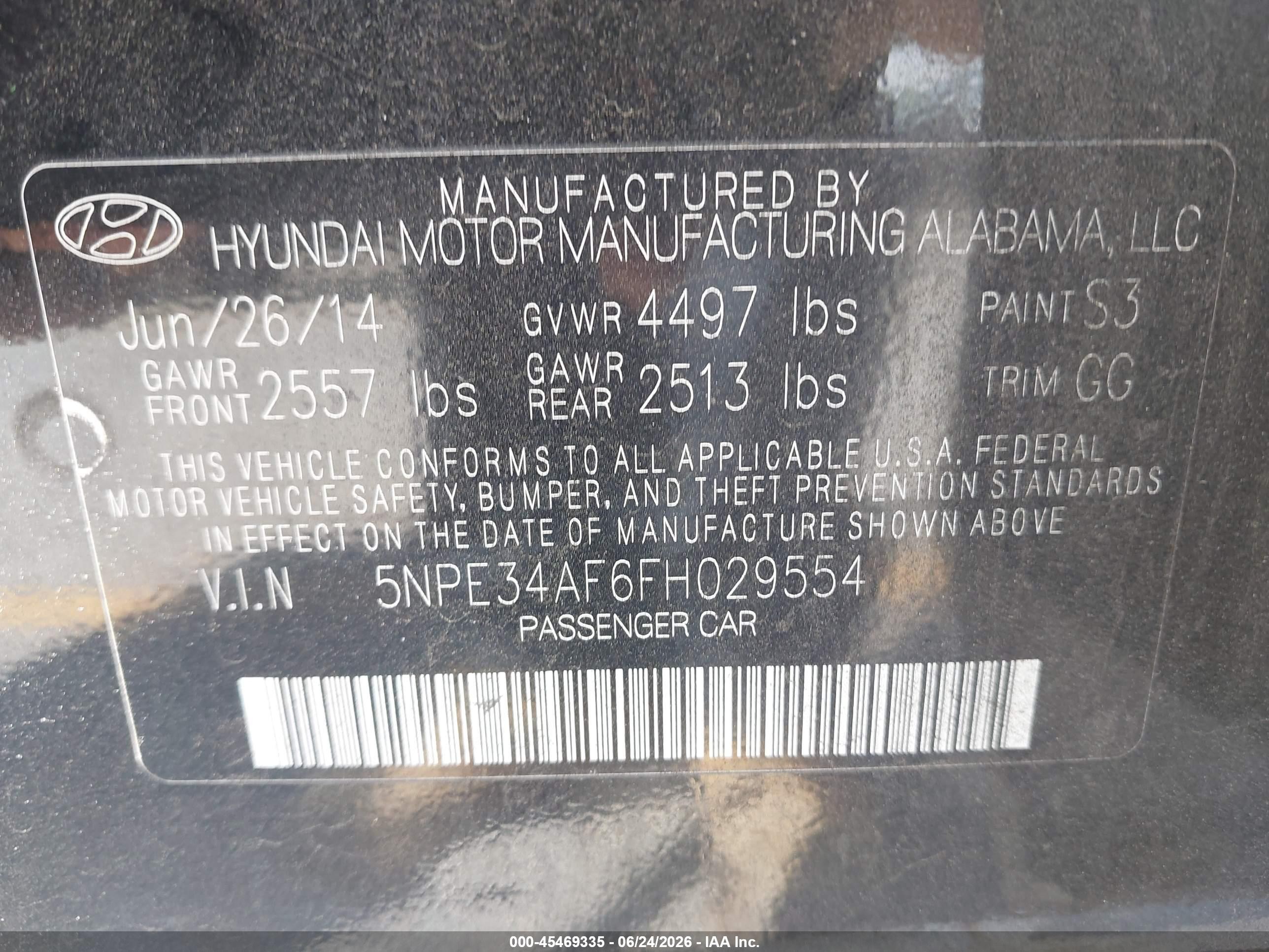 2015 Hyundai Sonata Sport Black vin: 5NPE34AF6FH029554
