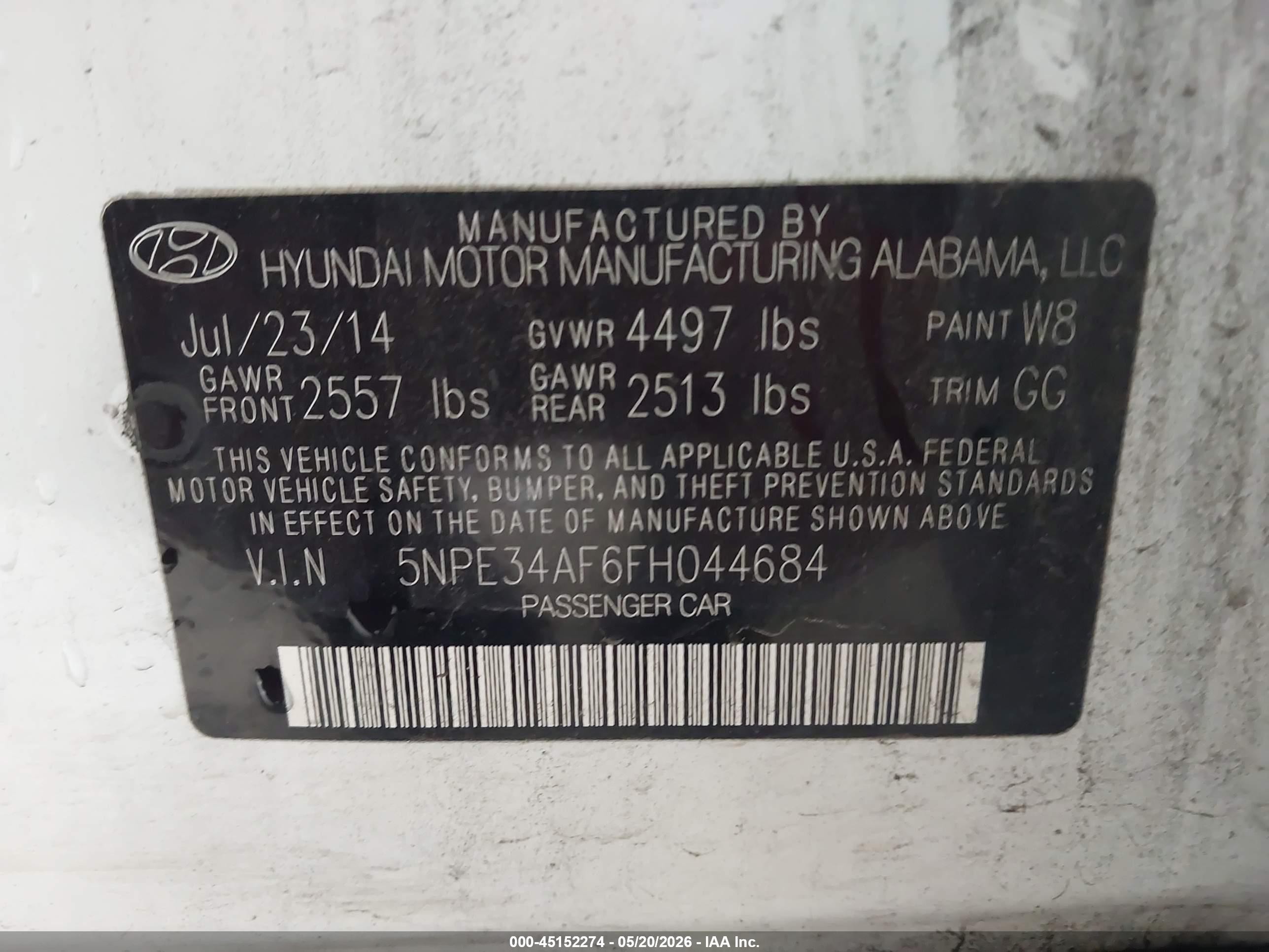 2015 Hyundai Sonata Sport White vin: 5NPE34AF6FH044684