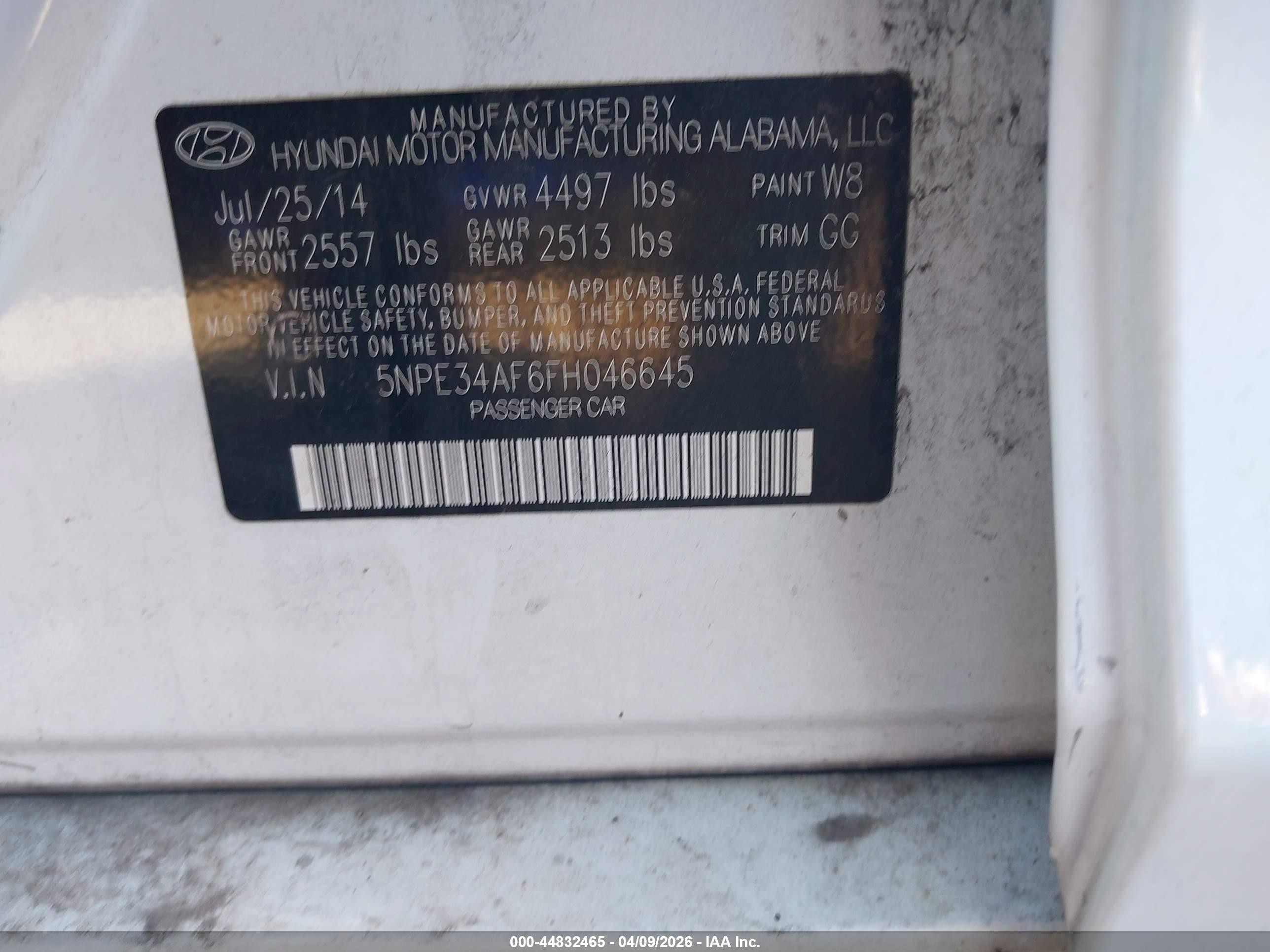 2015 Hyundai Sonata Sport White vin: 5NPE34AF6FH046645