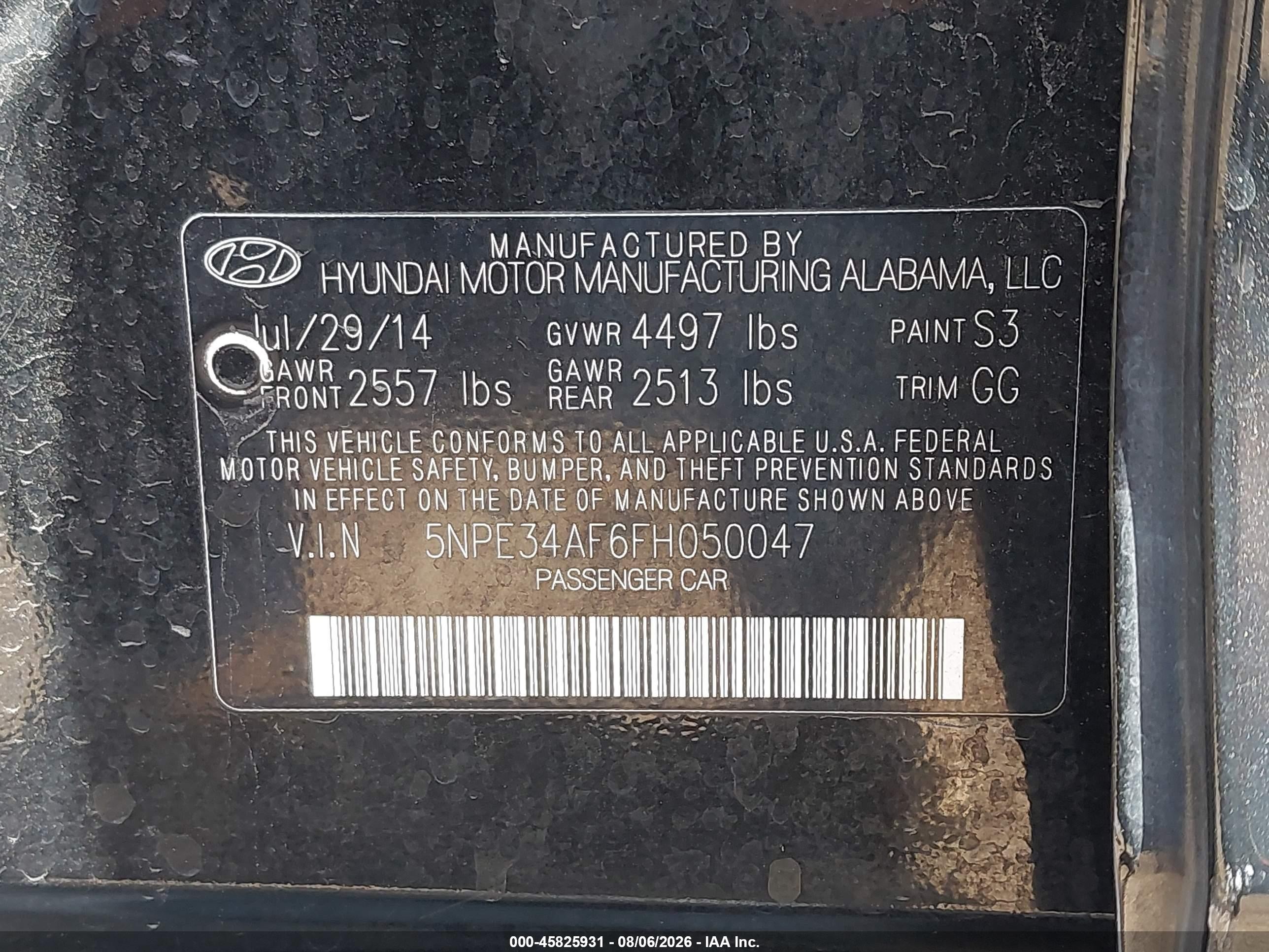 2015 Hyundai Sonata Limited Black vin: 5NPE34AF6FH050047