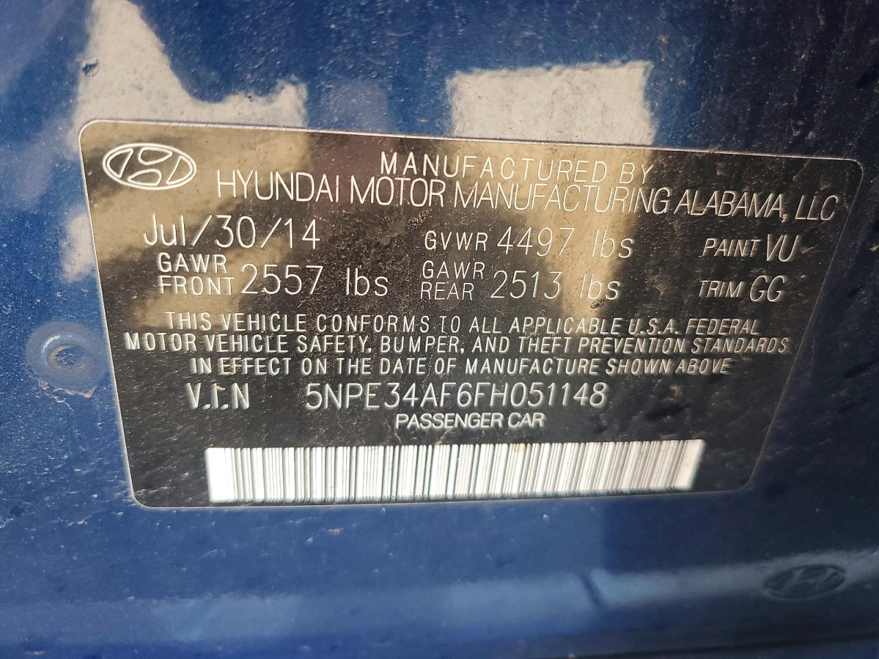 2015 Hyundai Sonata Sport Blue vin: 5NPE34AF6FH051148