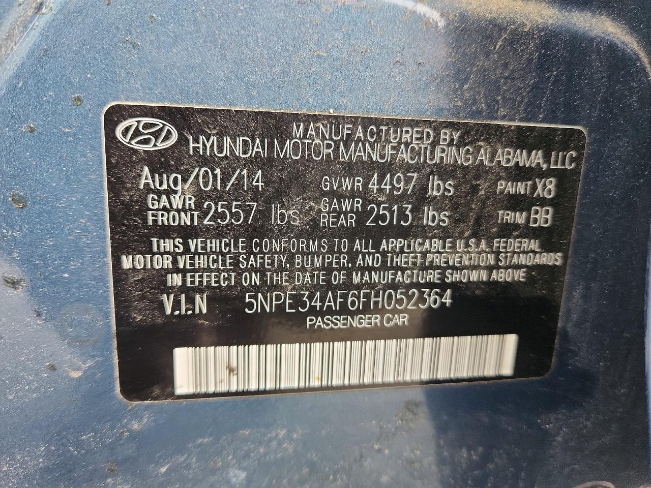 2015 Hyundai Sonata Sport Blue vin: 5NPE34AF6FH052364