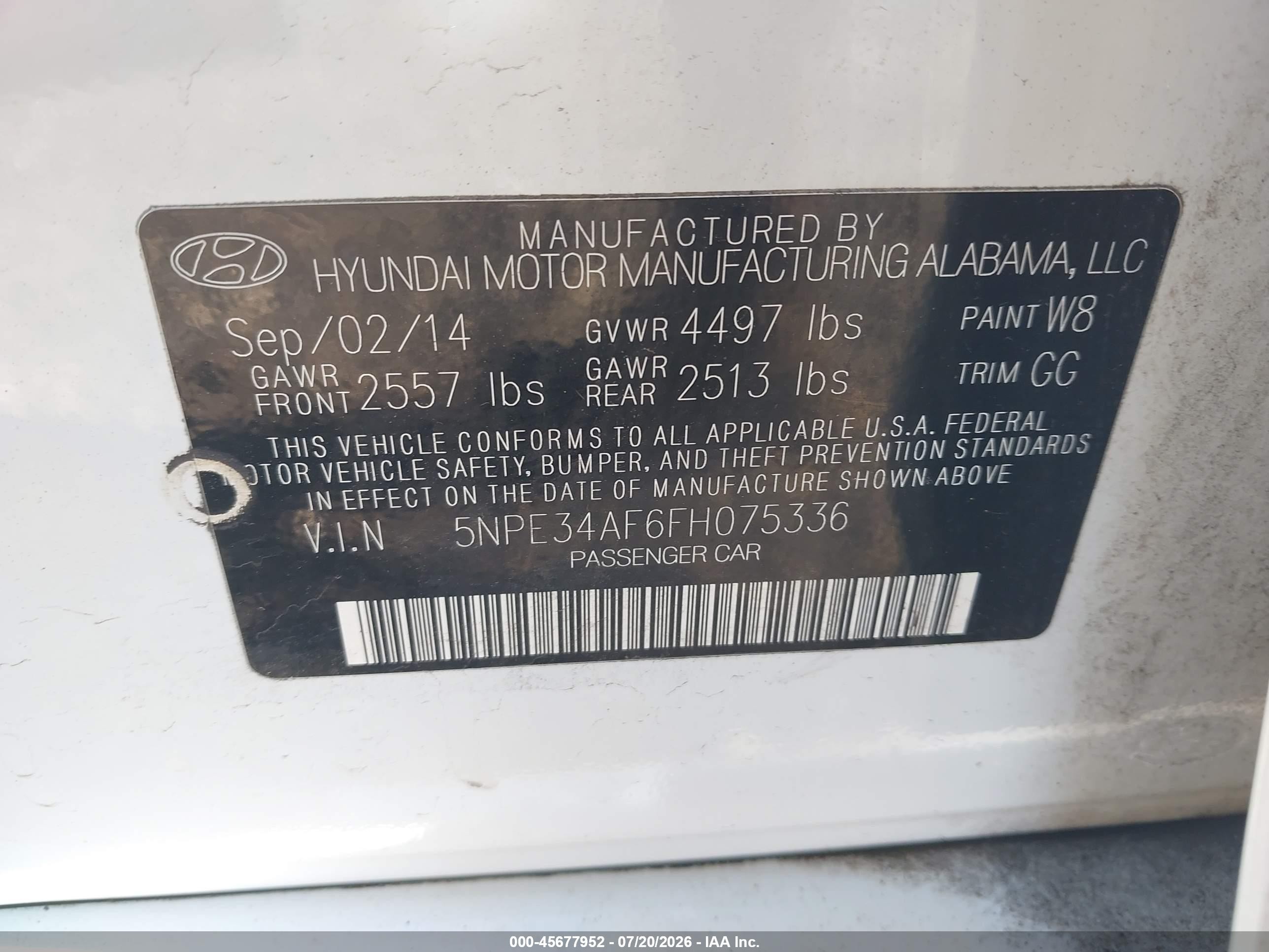 2015 Hyundai Sonata Sport White vin: 5NPE34AF6FH075336