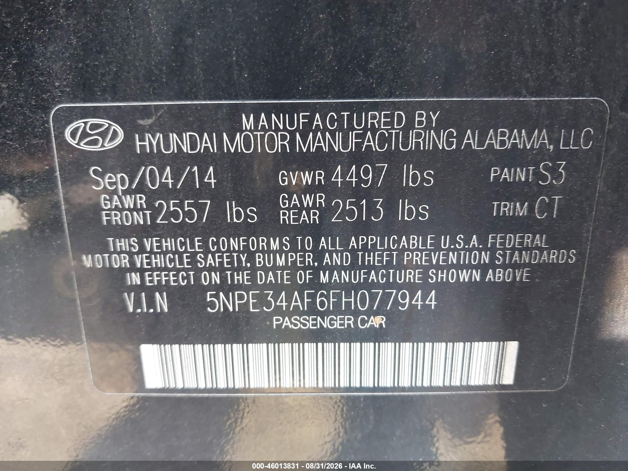 2015 Hyundai Sonata Sport Black vin: 5NPE34AF6FH077944