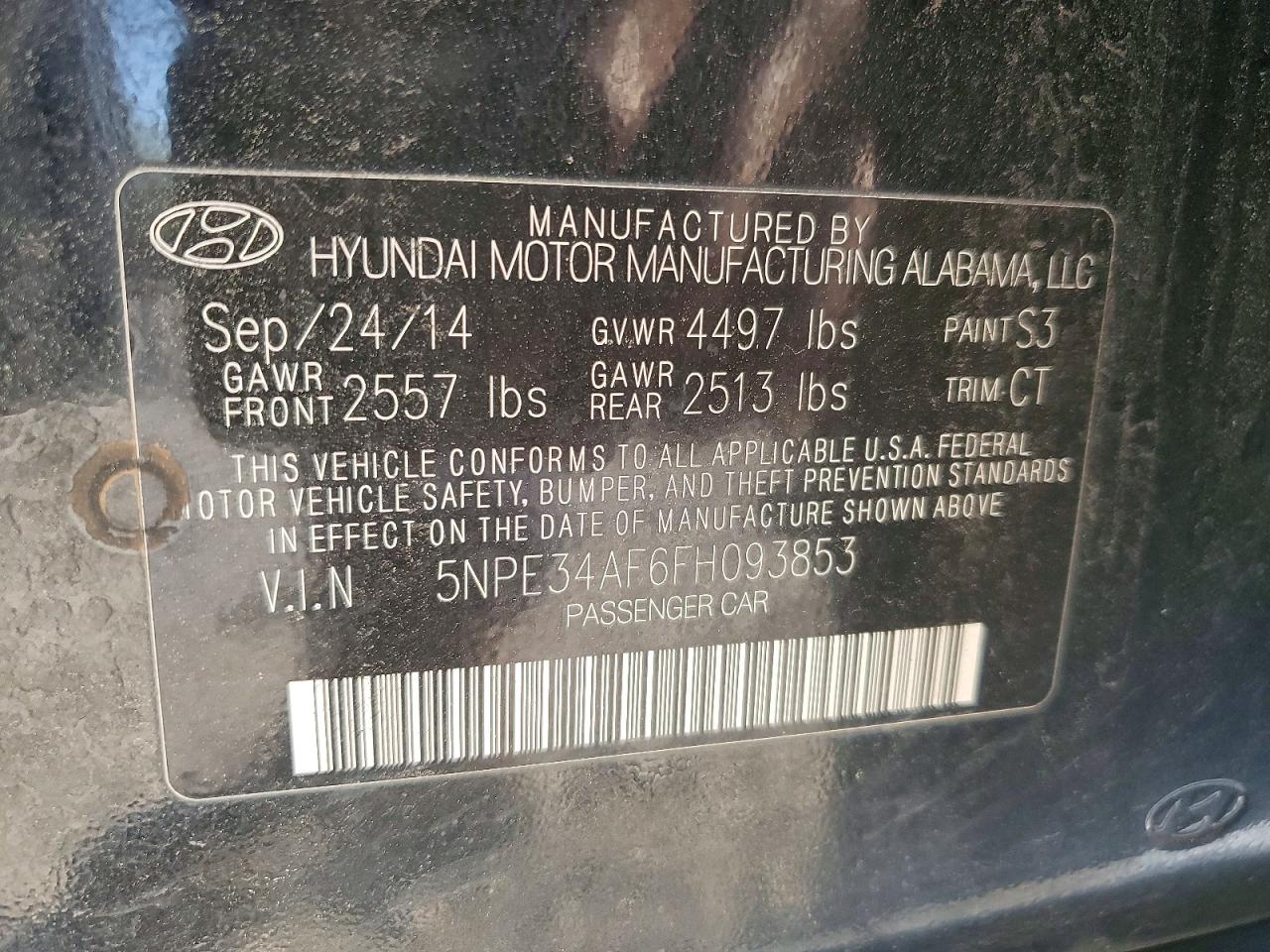 2015 Hyundai Sonata Limited Black vin: 5NPE34AF6FH093853