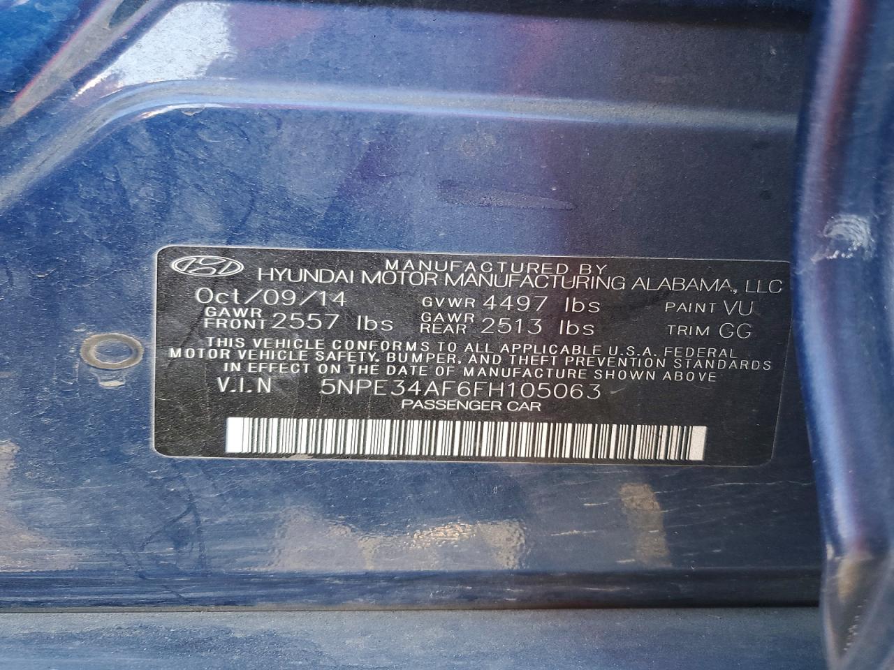 2015 Hyundai Sonata Limited Blue vin: 5NPE34AF6FH105063