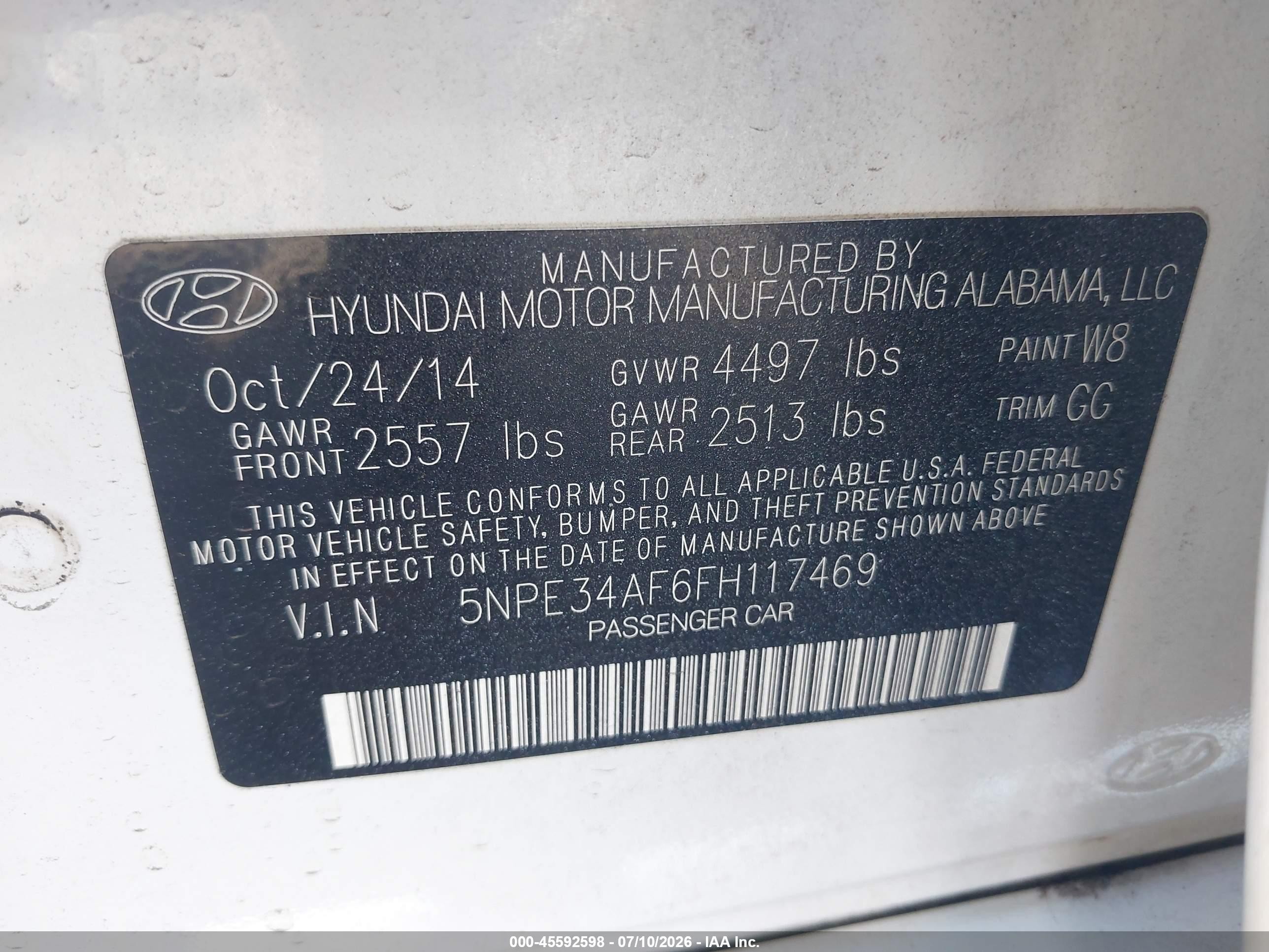 2015 Hyundai Sonata Limited White vin: 5NPE34AF6FH117469