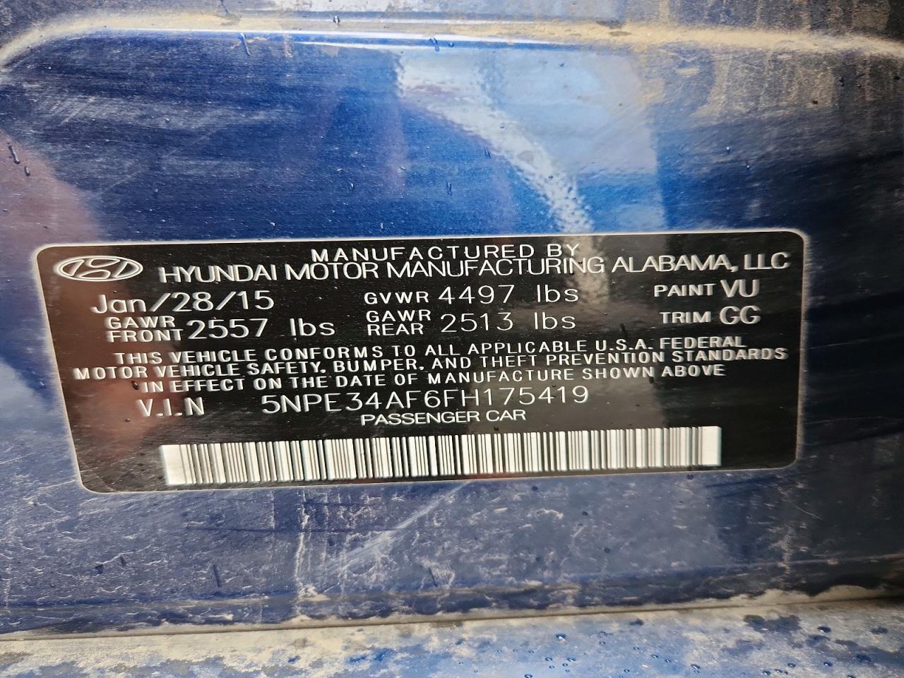 2015 Hyundai Sonata Limited Blue vin: 5NPE34AF6FH175419