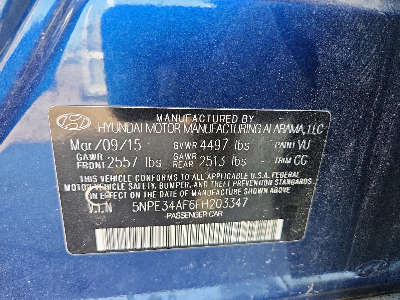 2015 Hyundai Sonata Sport Blue vin: 5NPE34AF6FH203347