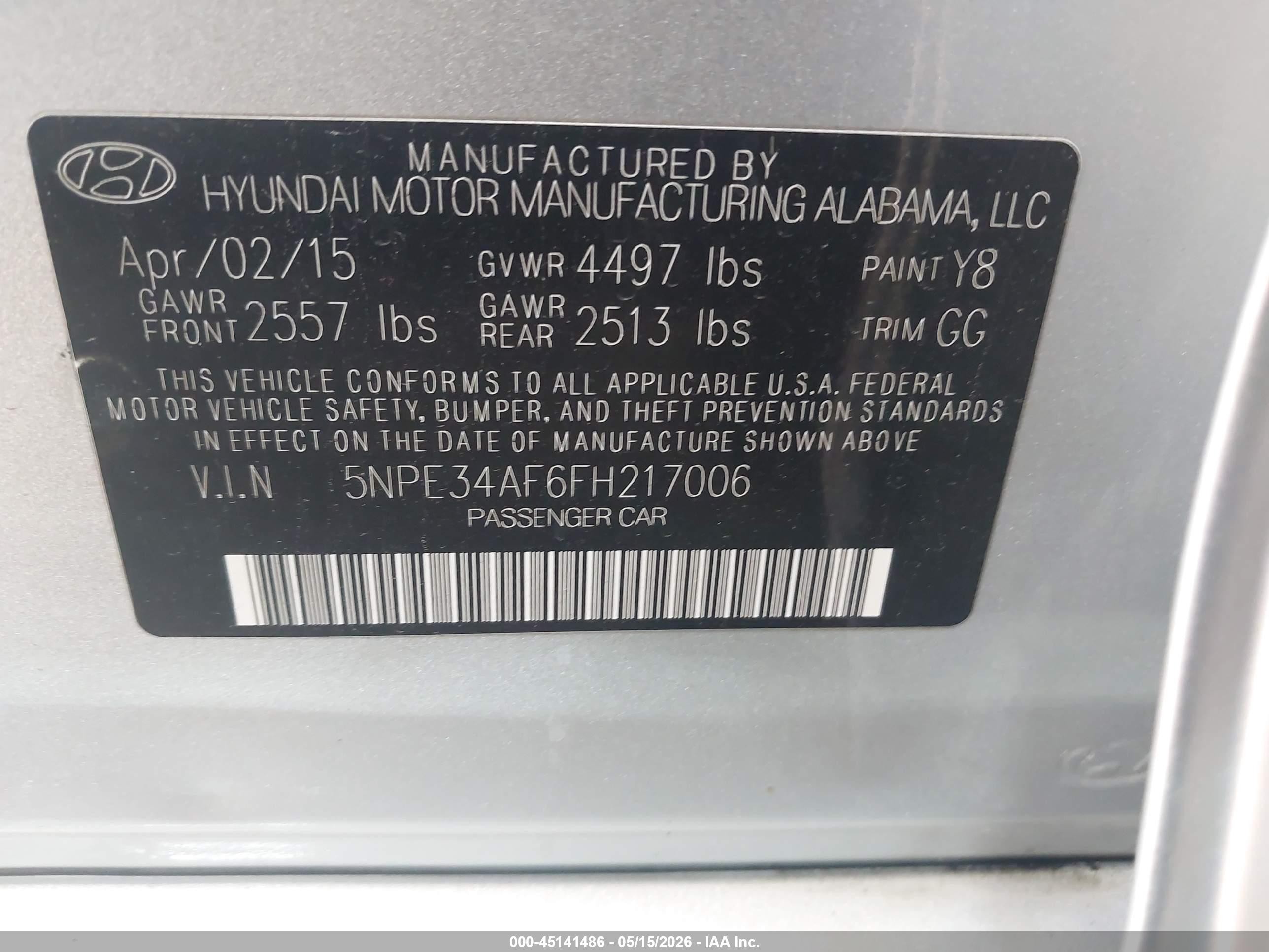 2015 Hyundai Sonata Sport Gray vin: 5NPE34AF6FH217006