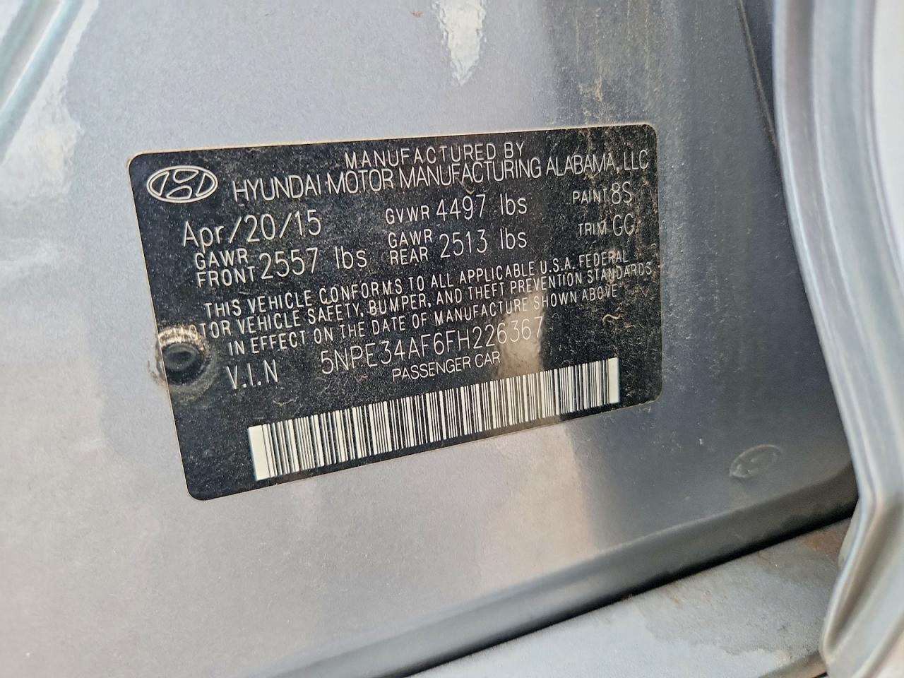 2015 Hyundai Sonata Limited Gray vin: 5NPE34AF6FH226367