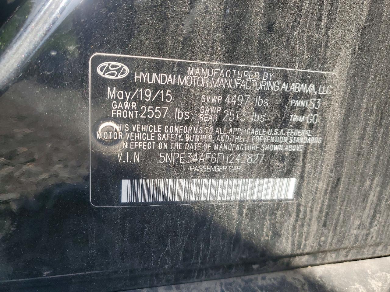 2015 Hyundai Sonata Limited Black vin: 5NPE34AF6FH242827