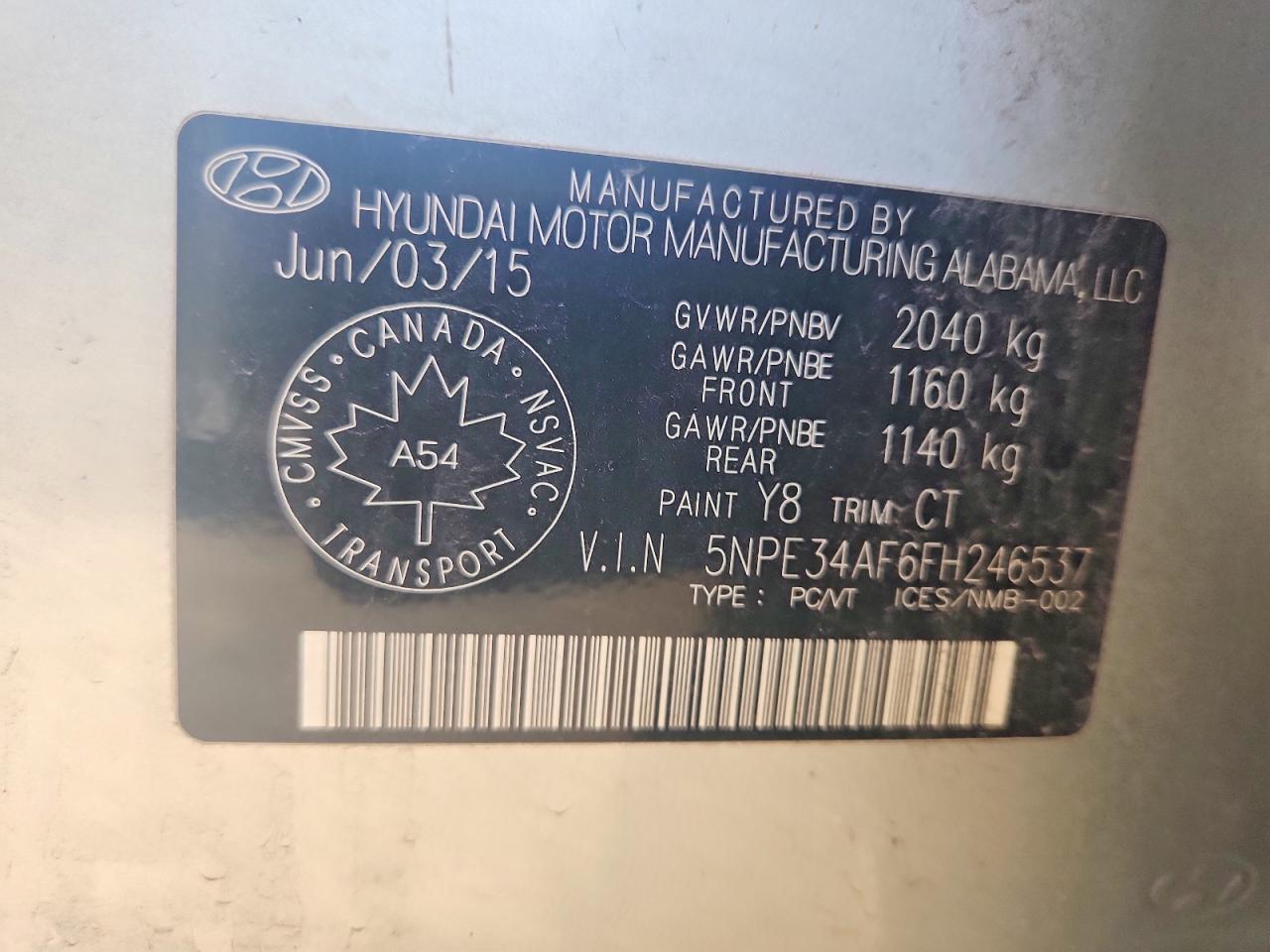 2015 Hyundai Sonata Sport Gray vin: 5NPE34AF6FH246537