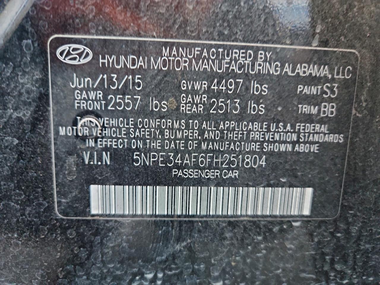 2015 Hyundai Sonata Sport Black vin: 5NPE34AF6FH251804