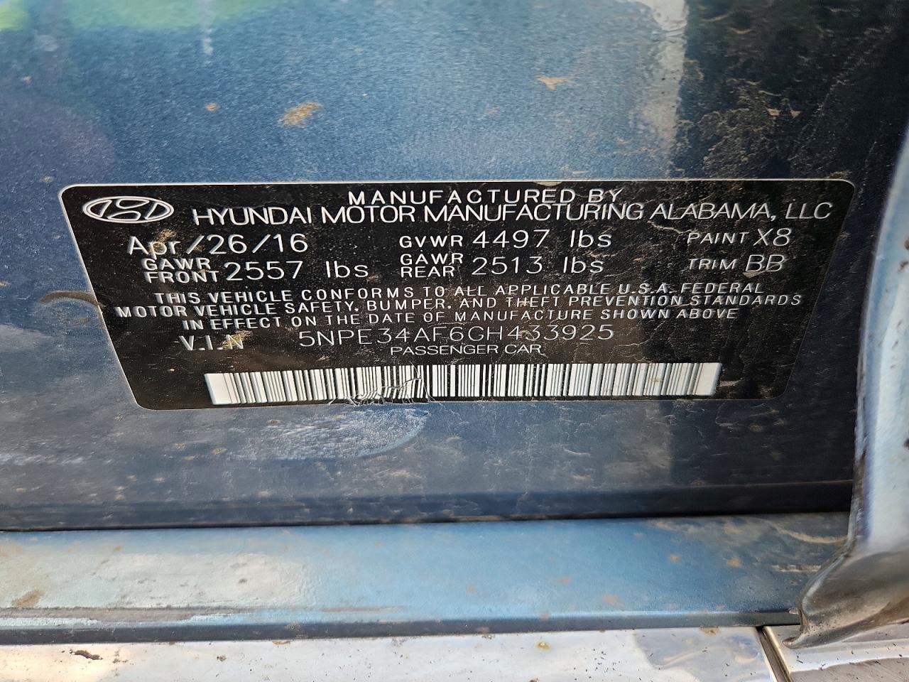2016 Hyundai Sonata Limited Blue vin: 5NPE34AF6GH433925