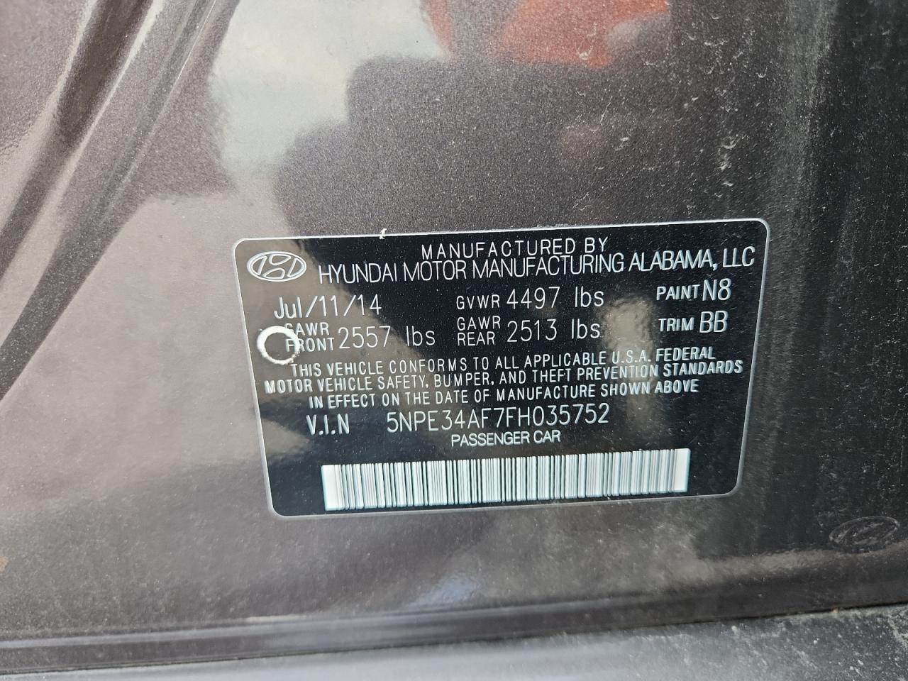 2015 Hyundai Sonata Limited Charcoal vin: 5NPE34AF7FH035752