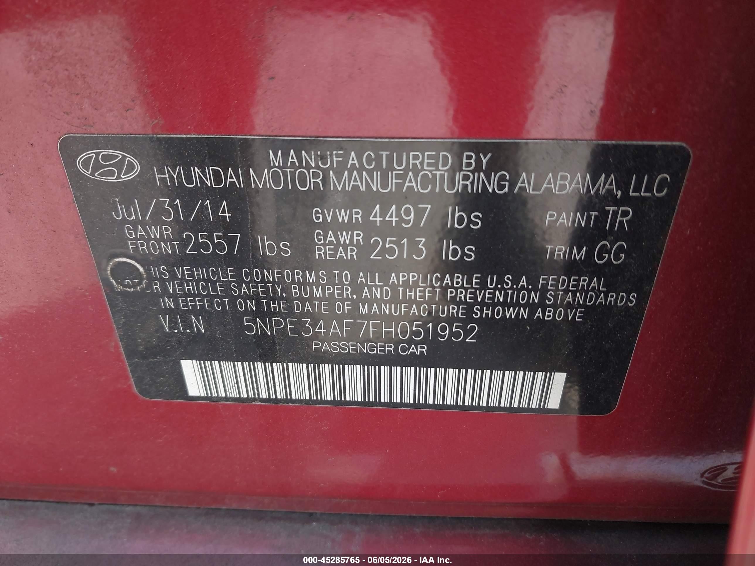 2015 Hyundai Sonata Sport Красный vin: 5NPE34AF7FH051952