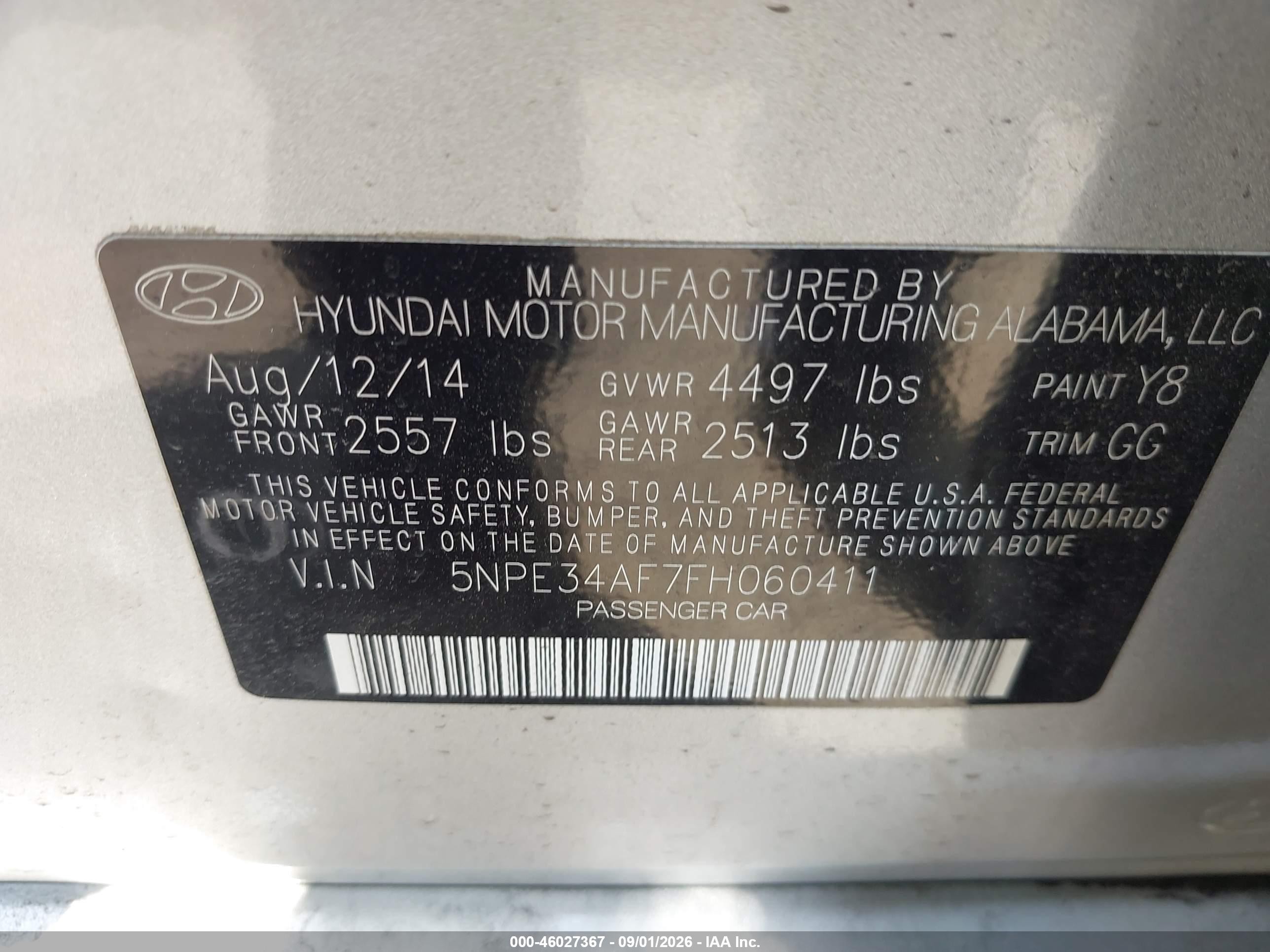 2015 Hyundai Sonata Sport Silver vin: 5NPE34AF7FH060411