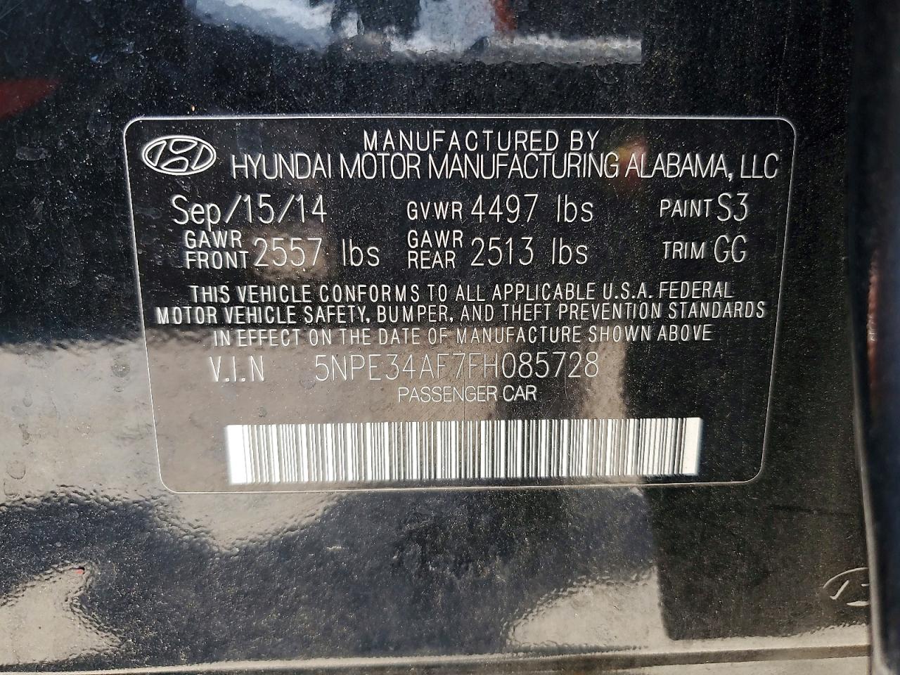 2015 Hyundai Sonata Sport Black vin: 5NPE34AF7FH085728