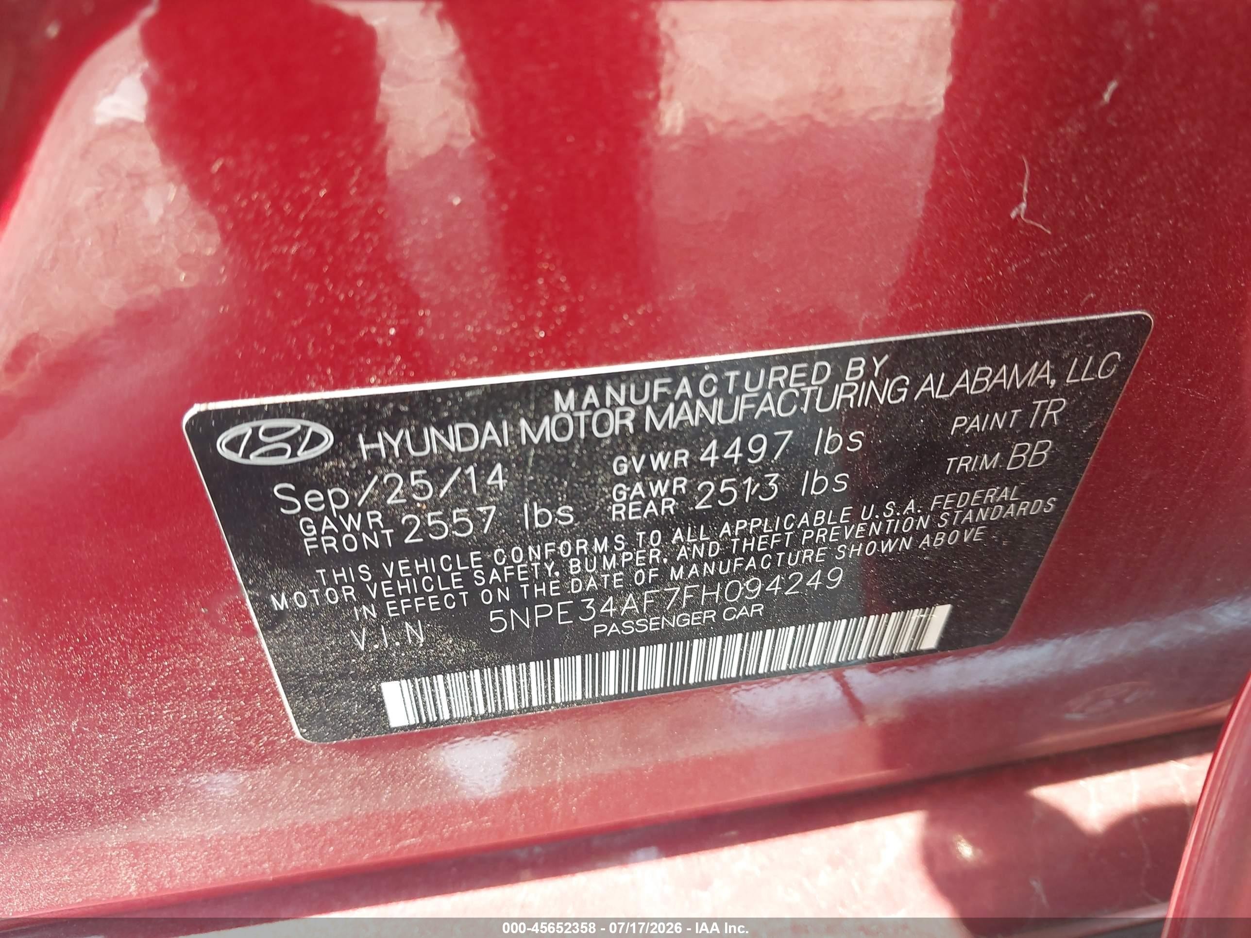 2015 Hyundai Sonata Sport Красный vin: 5NPE34AF7FH094249