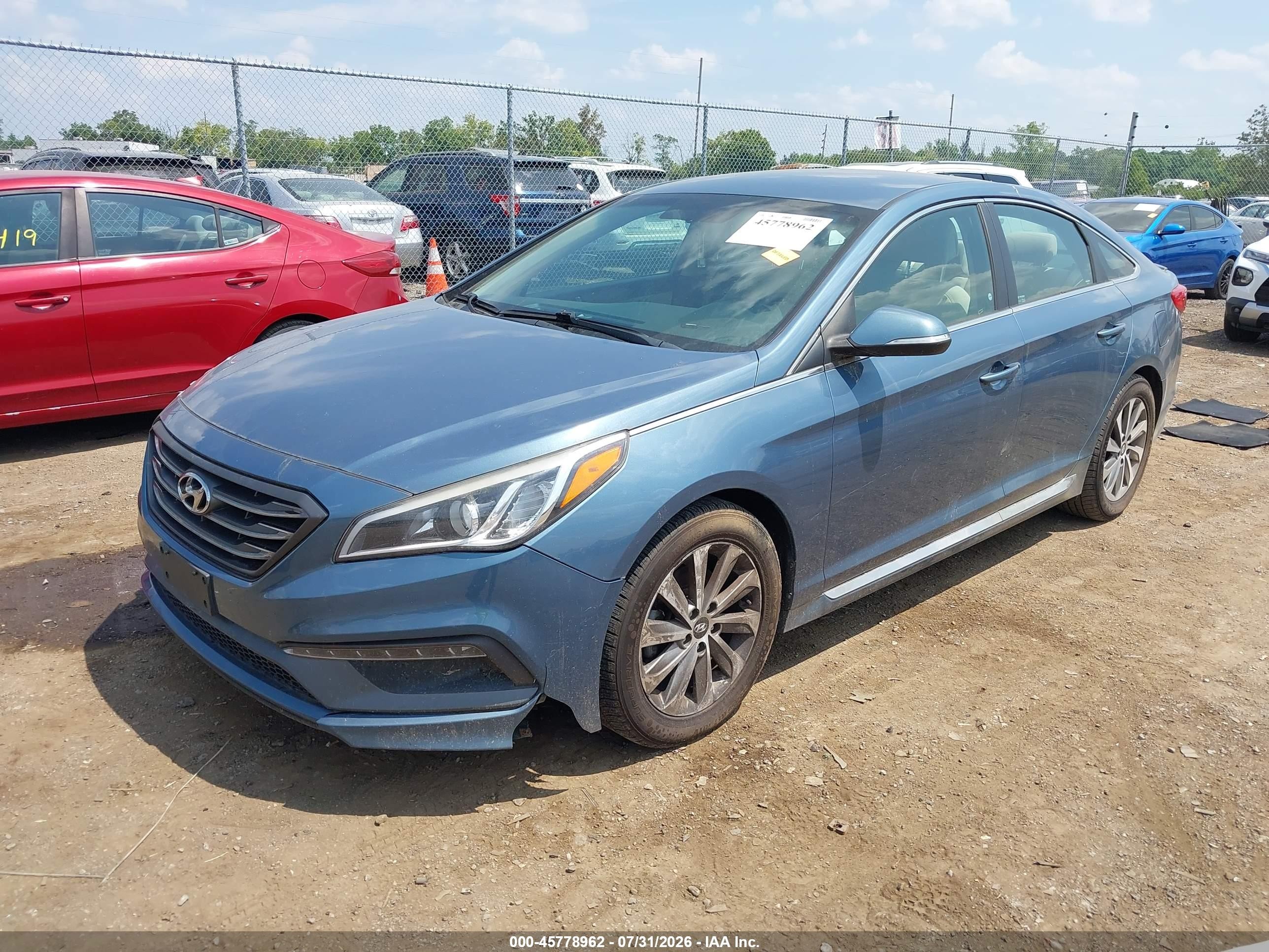 2015 Hyundai Sonata Sport Синий vin: 5NPE34AF7FH095272