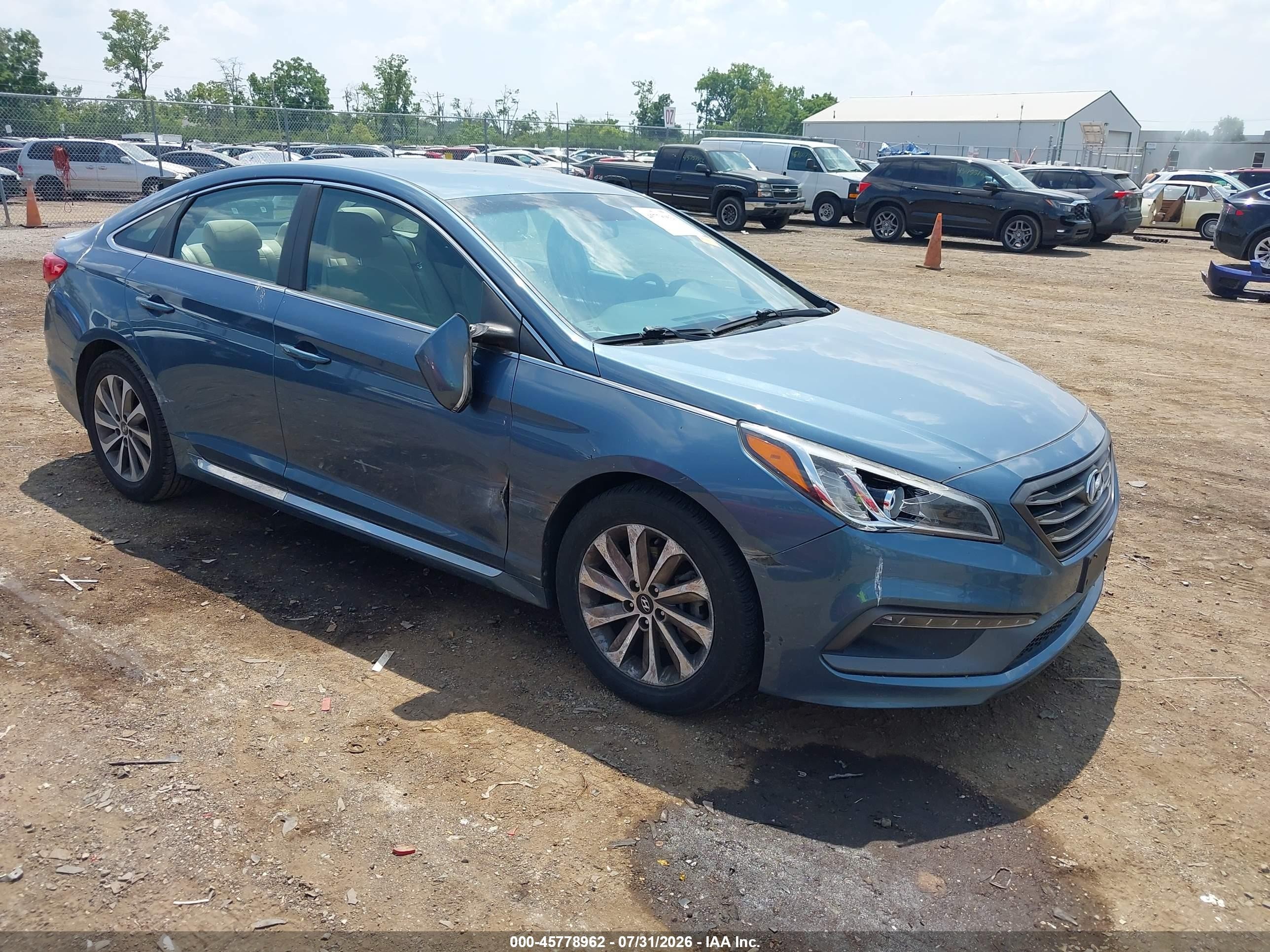 2015 Hyundai Sonata Sport Синий vin: 5NPE34AF7FH095272