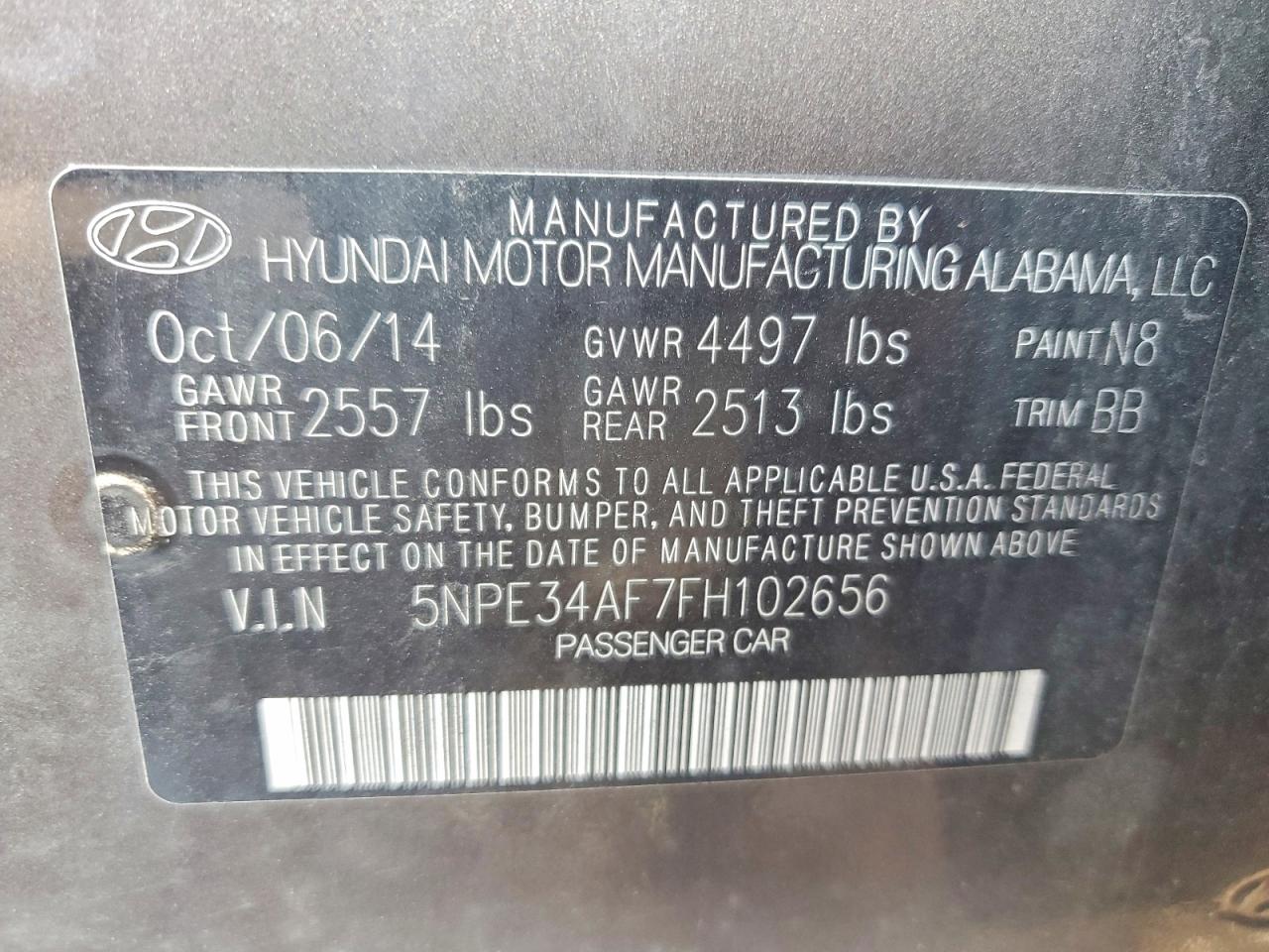 2015 Hyundai Sonata Sport Gray vin: 5NPE34AF7FH102656