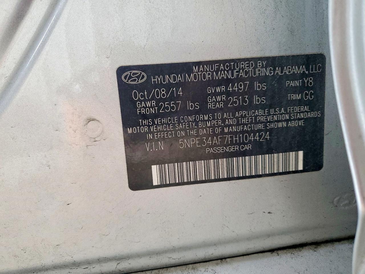 2015 Hyundai Sonata Sport Silver vin: 5NPE34AF7FH104424