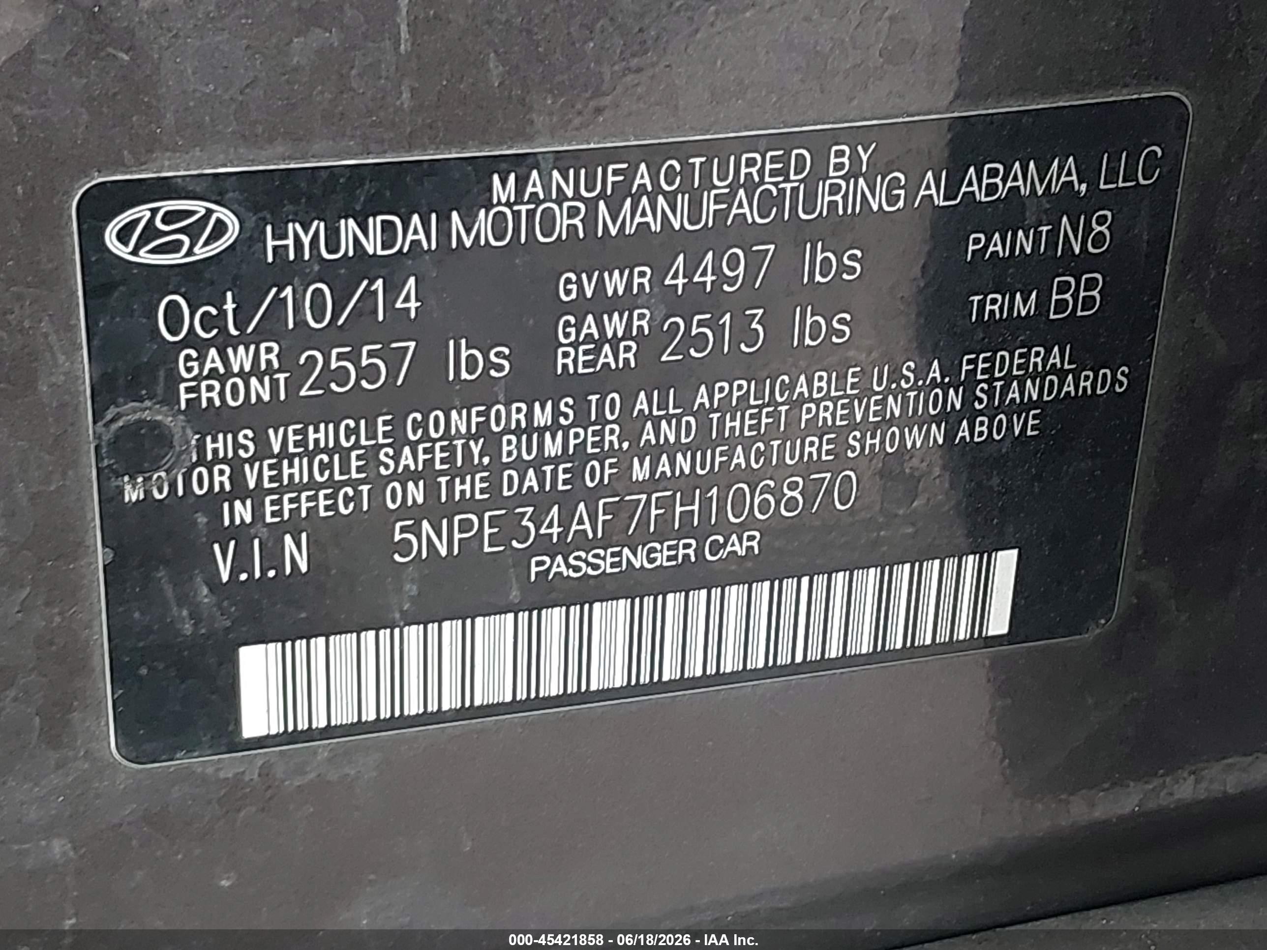2015 Hyundai Sonata Sport Gray vin: 5NPE34AF7FH106870
