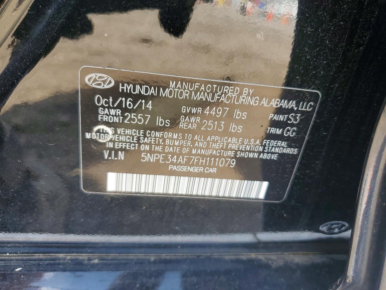 2015 Hyundai Sonata Sport Black vin: 5NPE34AF7FH111079