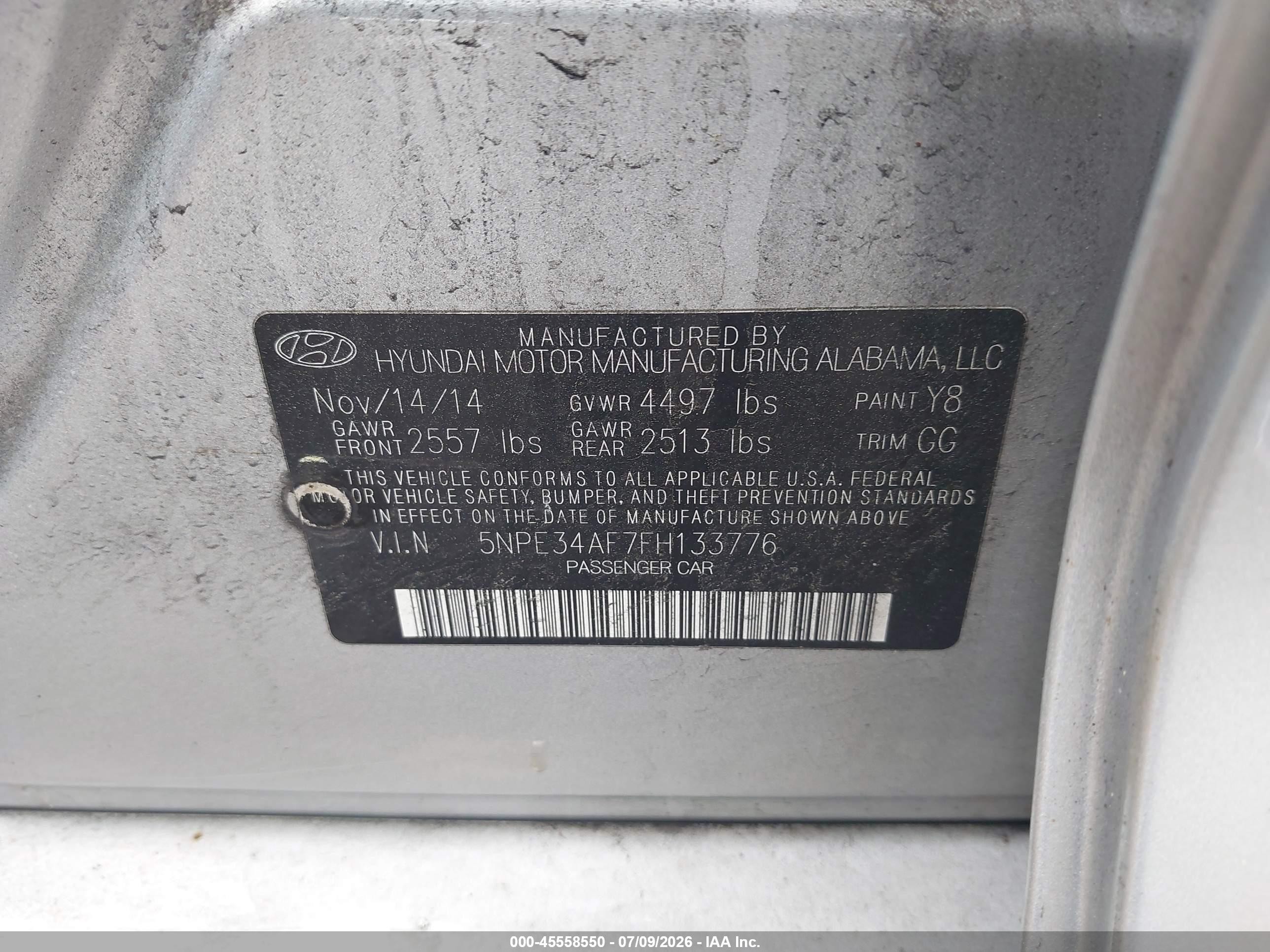 2015 Hyundai Sonata Sport Gray vin: 5NPE34AF7FH133776