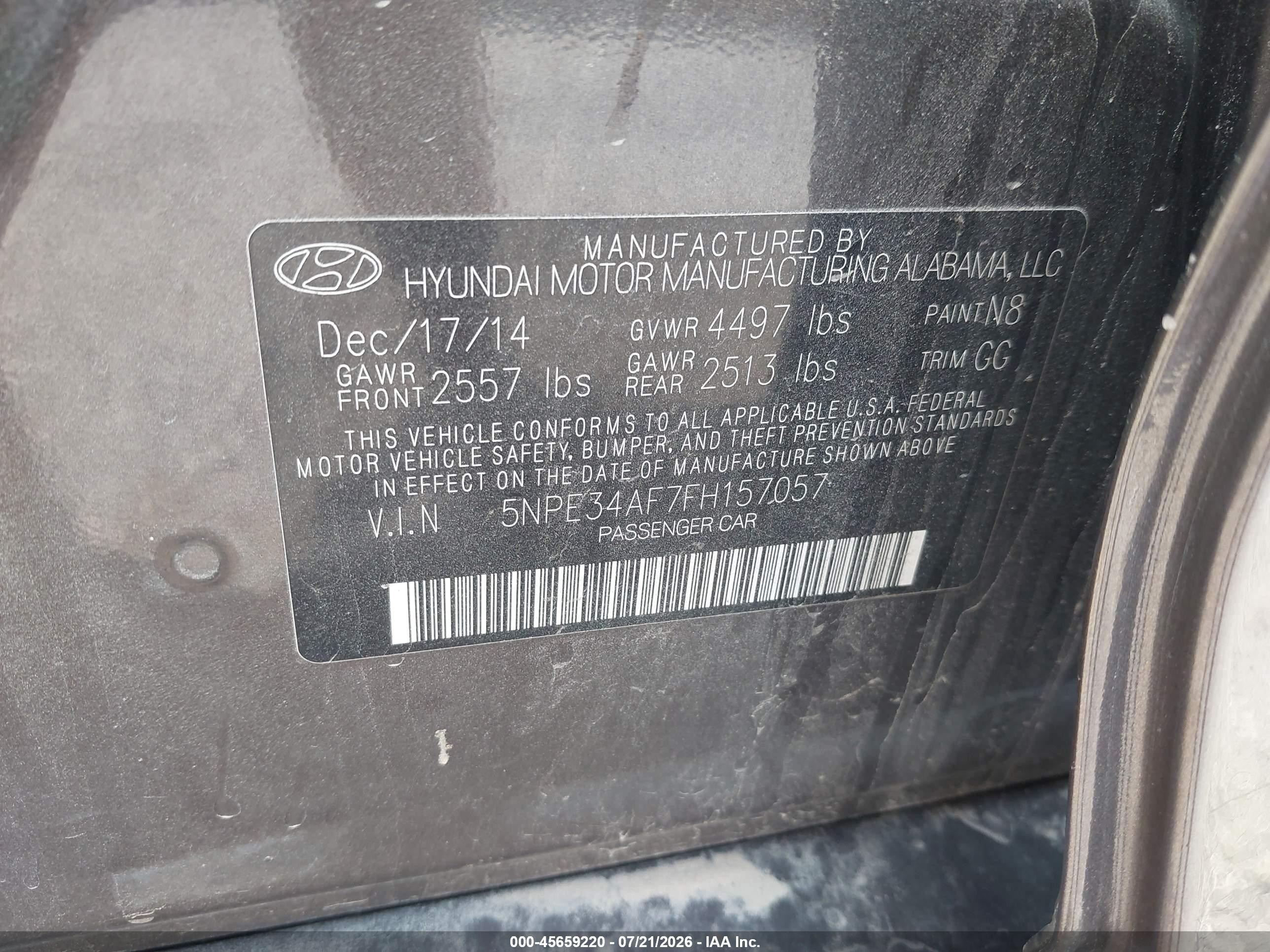 2015 Hyundai Sonata Sport Gray vin: 5NPE34AF7FH157057